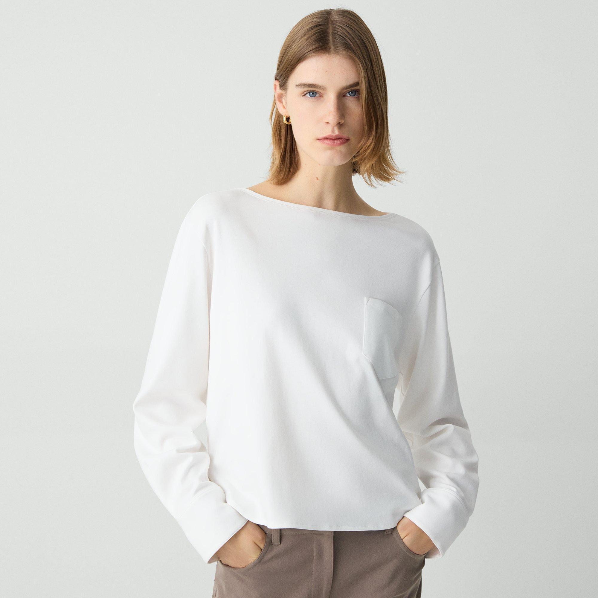 Cotton Jersey Boatneck Top | Theory Product Image