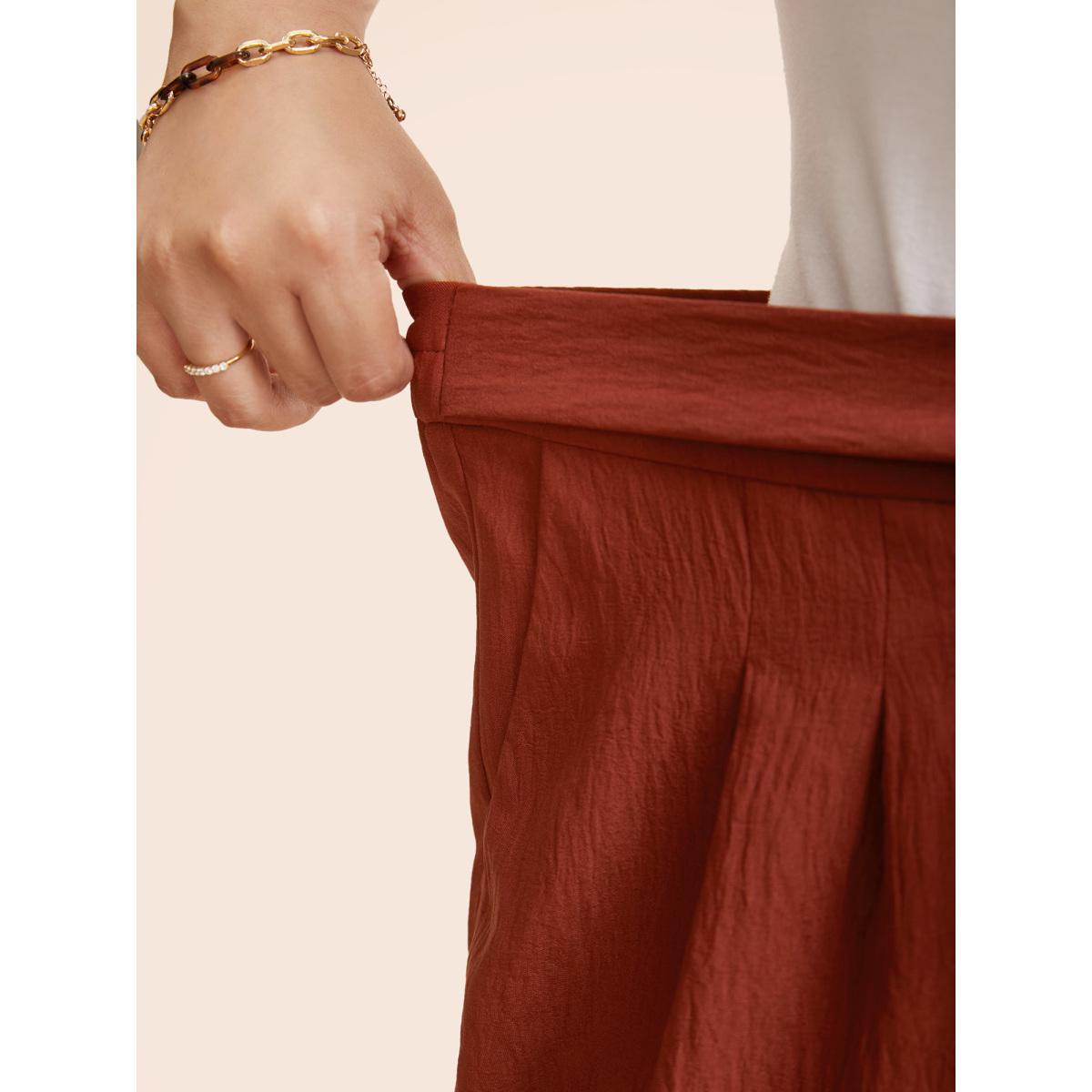Plus Size Solid Tie Knot Wide Leg Pants Women Russet Resort Wide Leg Mid Rise Vacation Pants BloomChic 14-16/1X Product Image