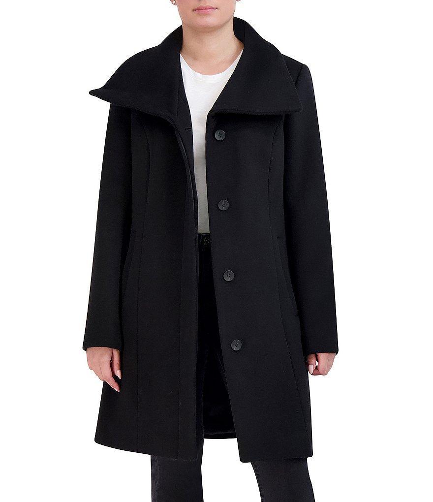 Cole Haan Signature Wool Blend Convertible Collar Button Front Coat Product Image