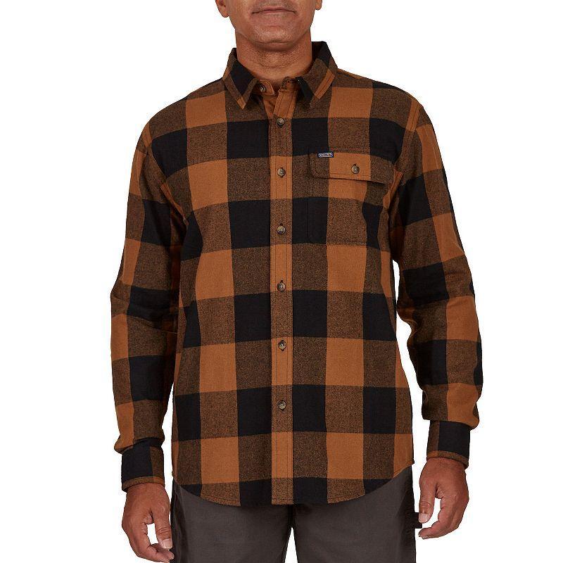 Men's Smith's Workwear Relaxed-Fit Buffalo Plaid Flannel Button-Down Shirt, Size: Large, Grey Black Product Image