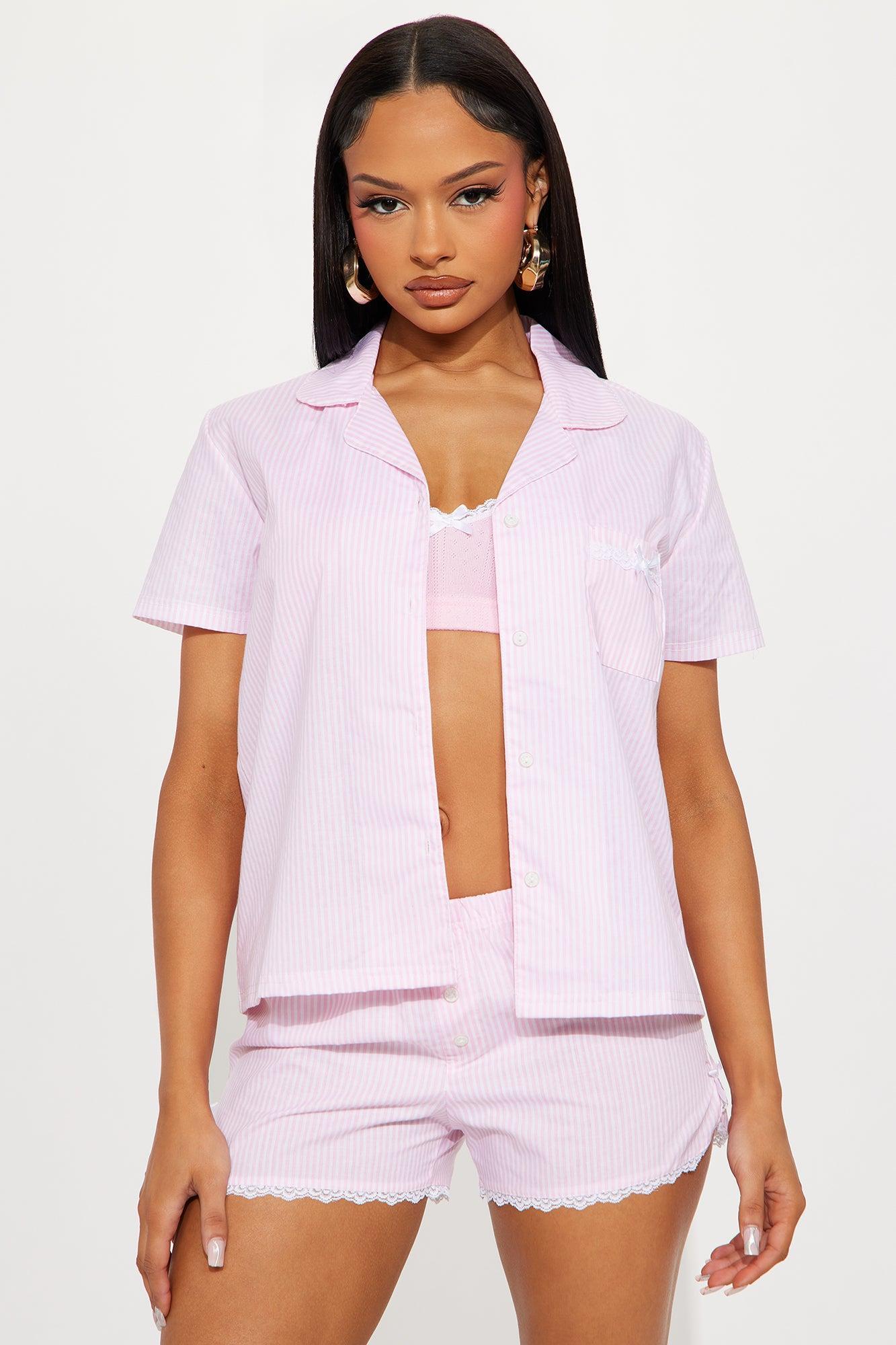 Looking Cute 3 Piece PJ Boxer Short Set - Pink Product Image