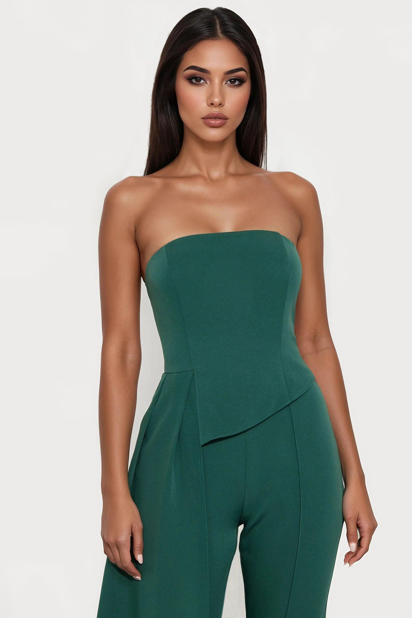 Belinda Draped Flare Leg Jumpsuit - Hunter Product Image