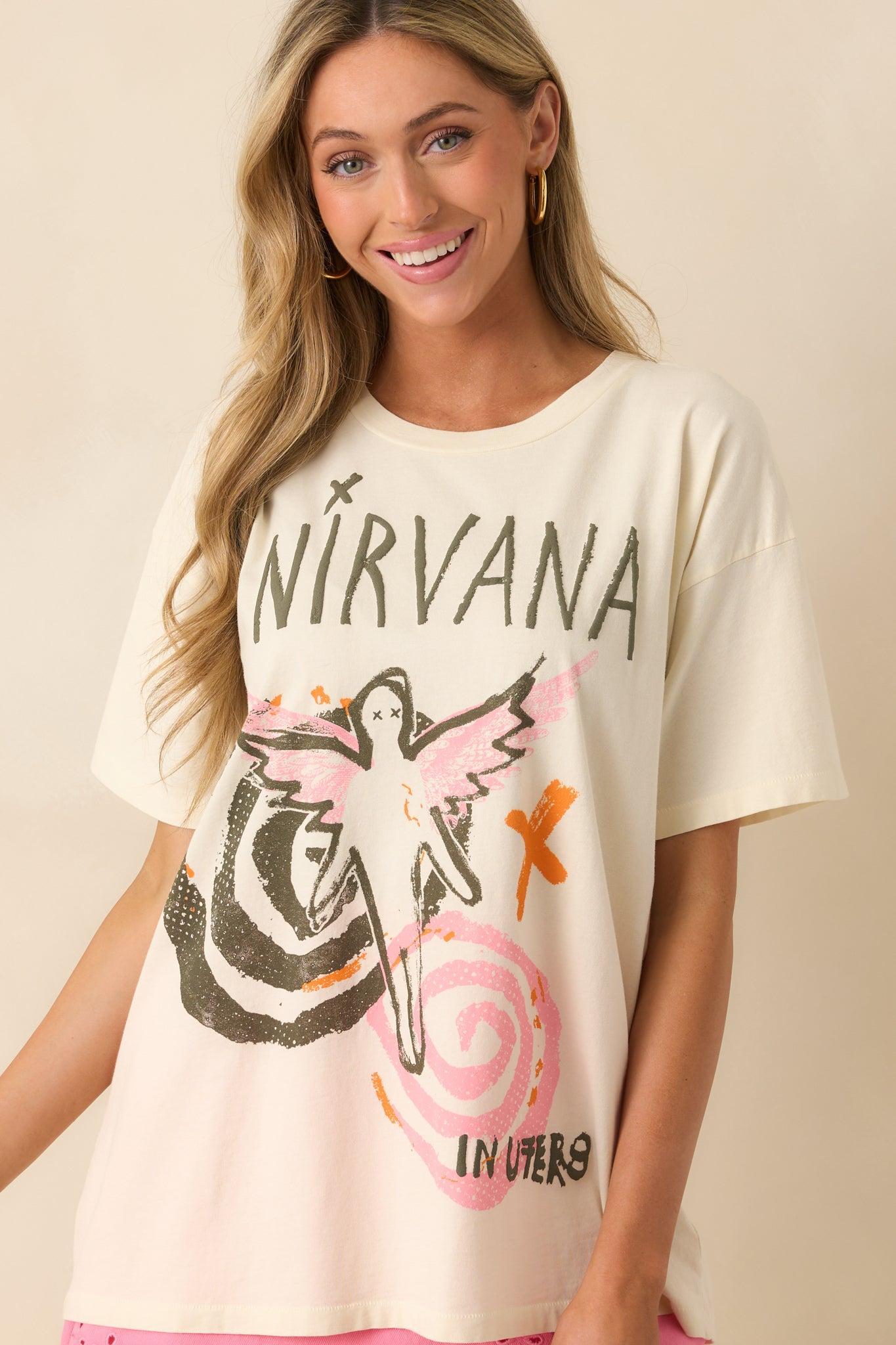 Nirvana Ivory Cotton In Utero Collage Merch Tee Product Image