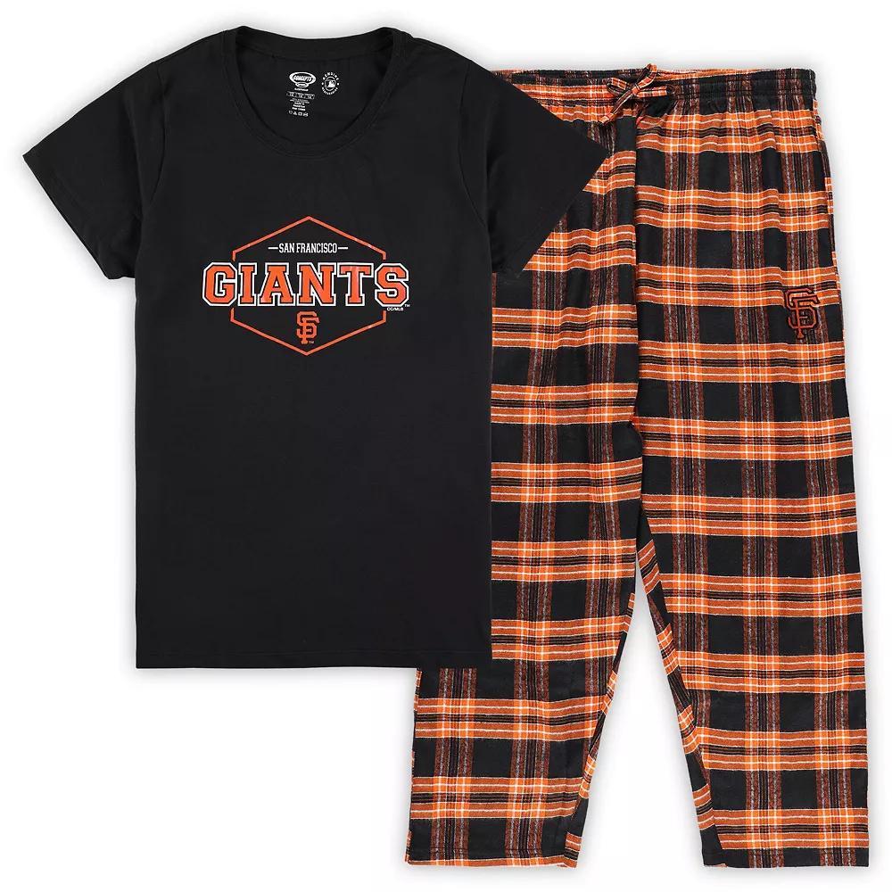 Women's Concepts Sport Black/Orange San Francisco Giants Plus Size Badge Sleep Set, Size: 2XL Product Image