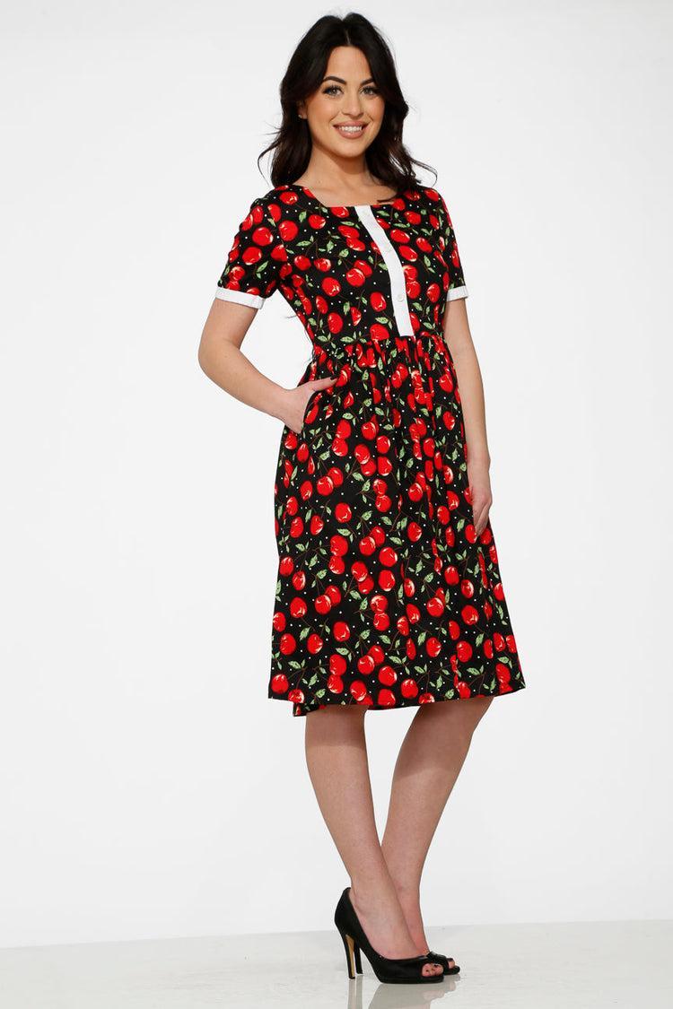 Black & Red Cherry Dress Product Image