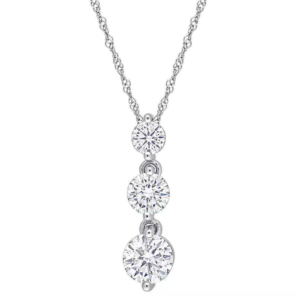 Stella Grace Sterling Silver 1 2/5 Carat T.W. Lab-Created Moissanite Graduated 3-Stone Pendant Necklace, Women's, Size: 18" Product Image