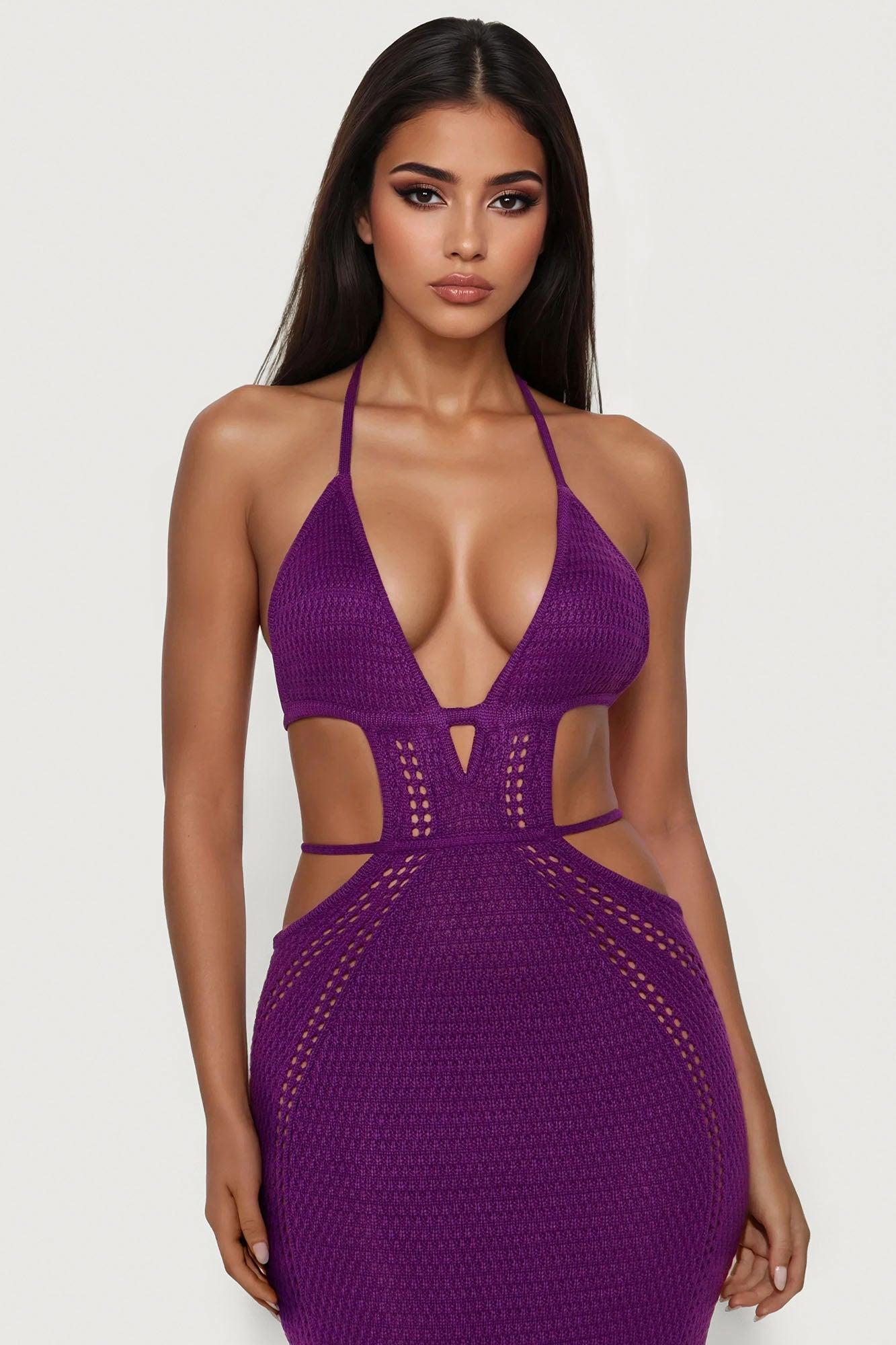 Easy Breezy Crochet Maxi Dress - Plum Product Image