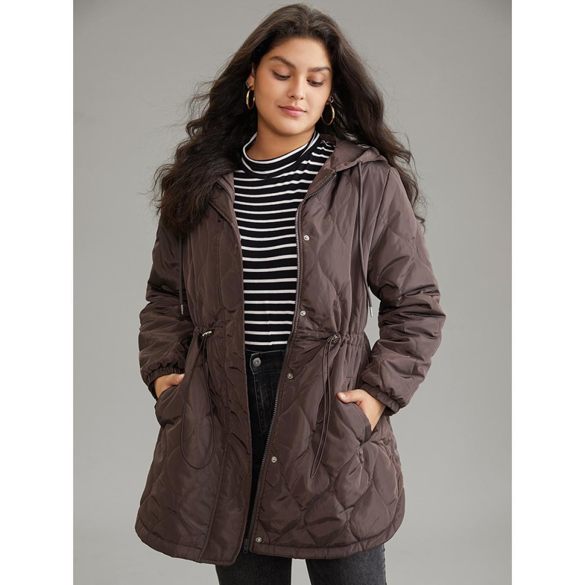 Plus Size Women Everyday Plain Lined No stretch 26/4X Pocket Casual Cotton Jackets BloomChic Product Image