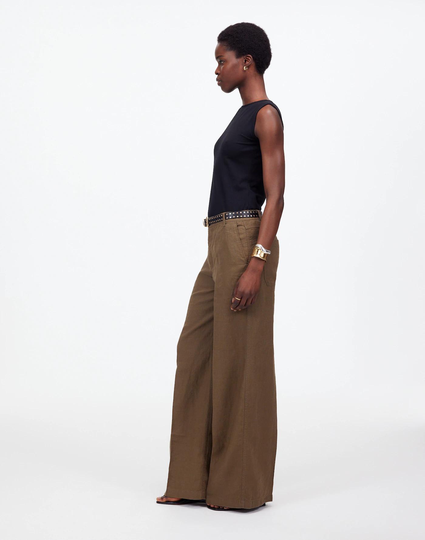 The Zoe Relaxed Wide Pant in 100% Linen Product Image