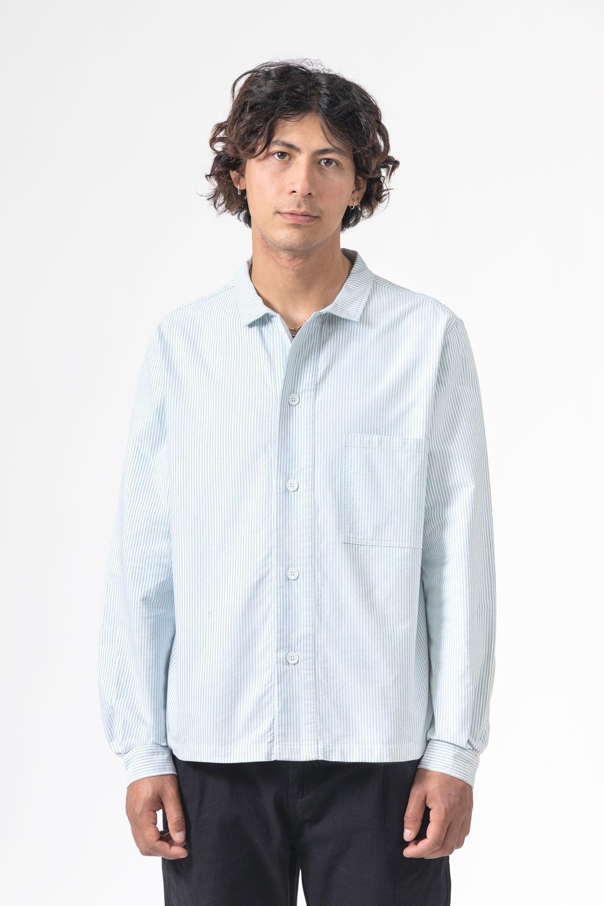 Blacksmith - 'Boxford' Utility Shirt - Green Stripe Product Image