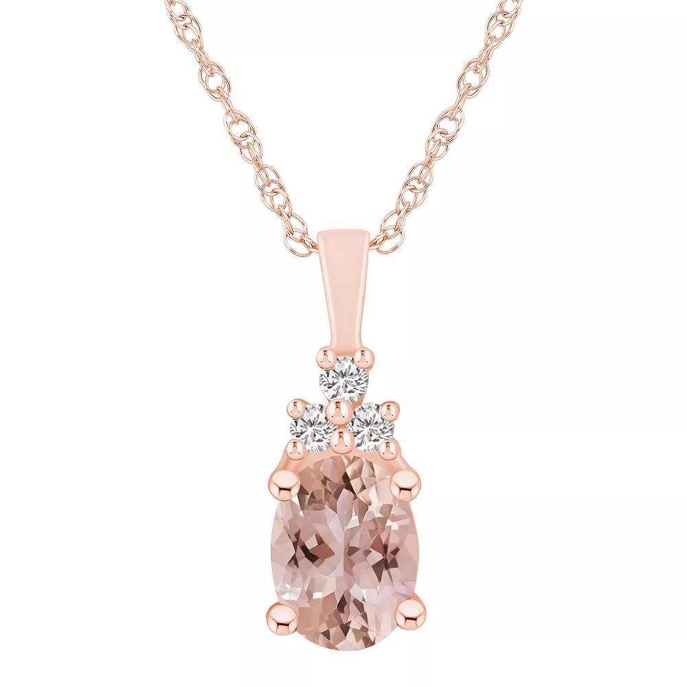 Alyson Layne 14k Rose Gold Oval Morganite & 1/10 Carat T.W. Diamond Pendant Necklace, Women's, Size: 18", 14k Rosegold Product Image
