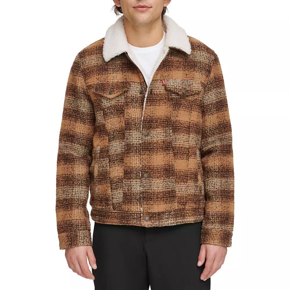 Men's Levi's® Faux Wool Sherpa Lined Trucker Jacket, Size: Medium, Brown Product Image