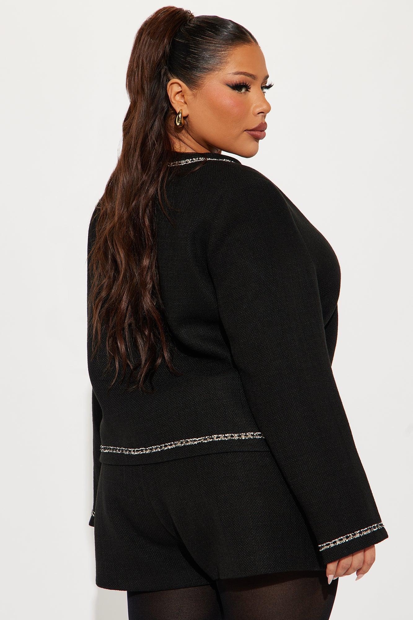 Iris Tweed Cropped Blazer - Black Product Image