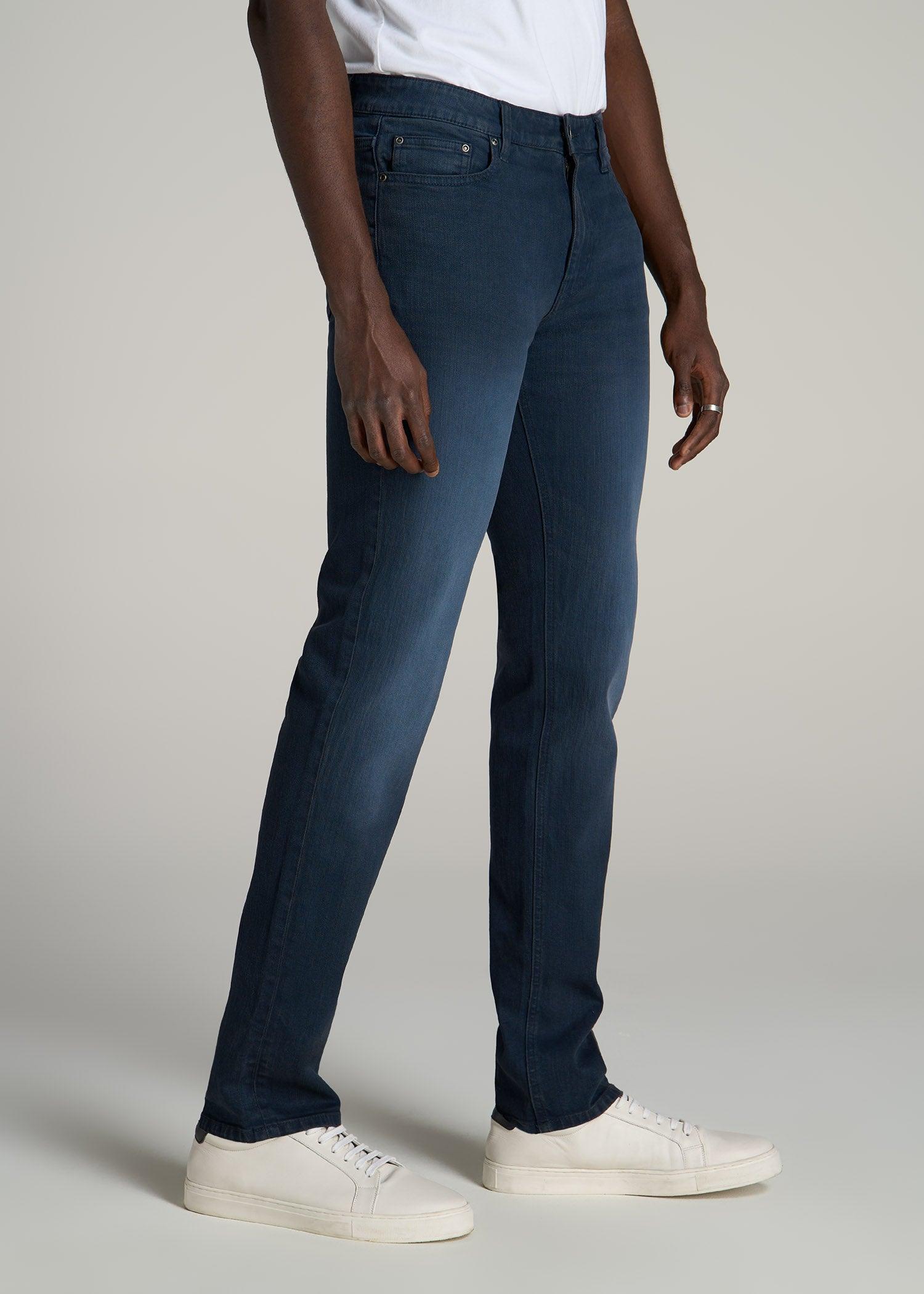 Dylan Slim Fit Jeans for Tall Men in Faded Blue Black Product Image