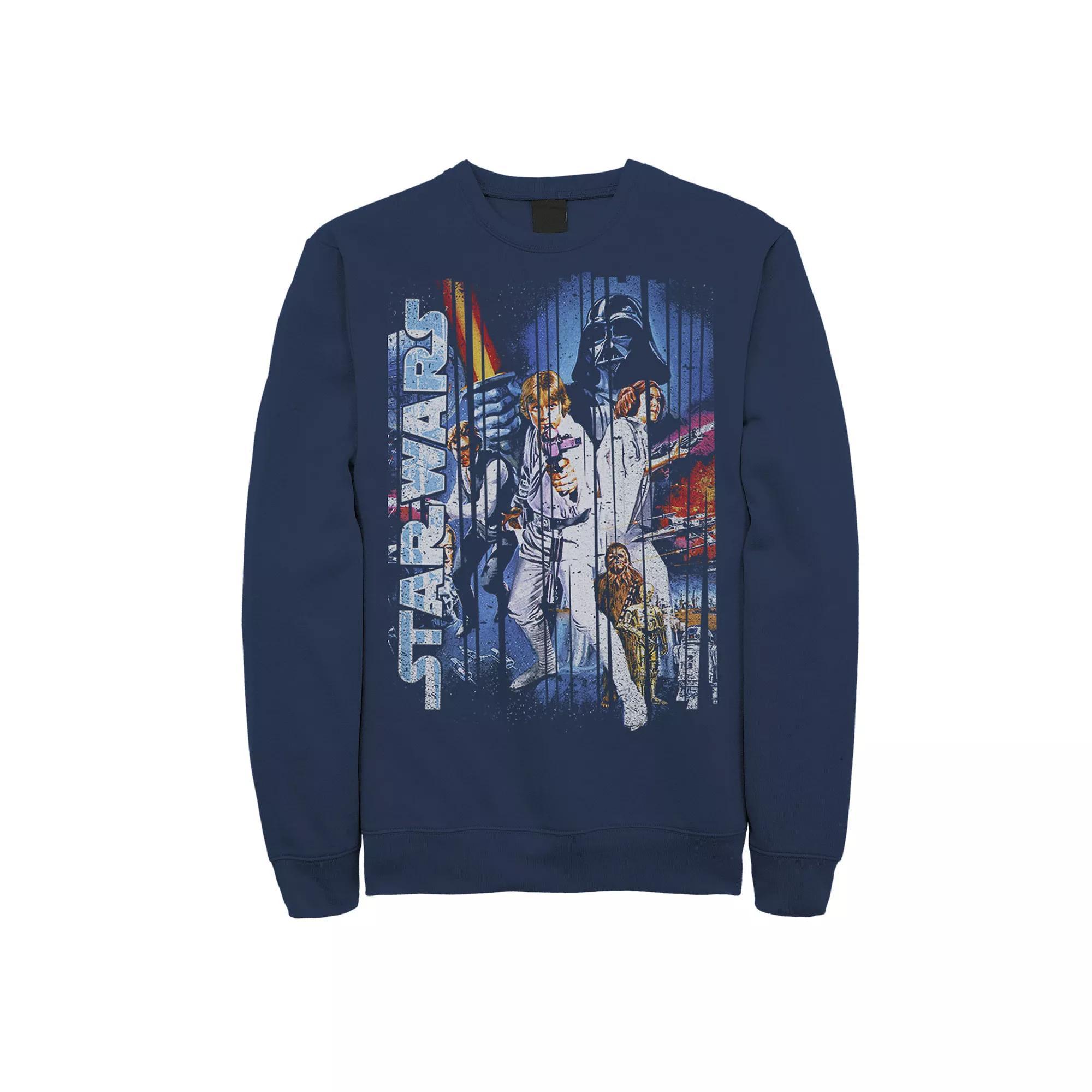 Mens Star Wars Classic Group Shot Striped Poster Sweatshirt Product Image