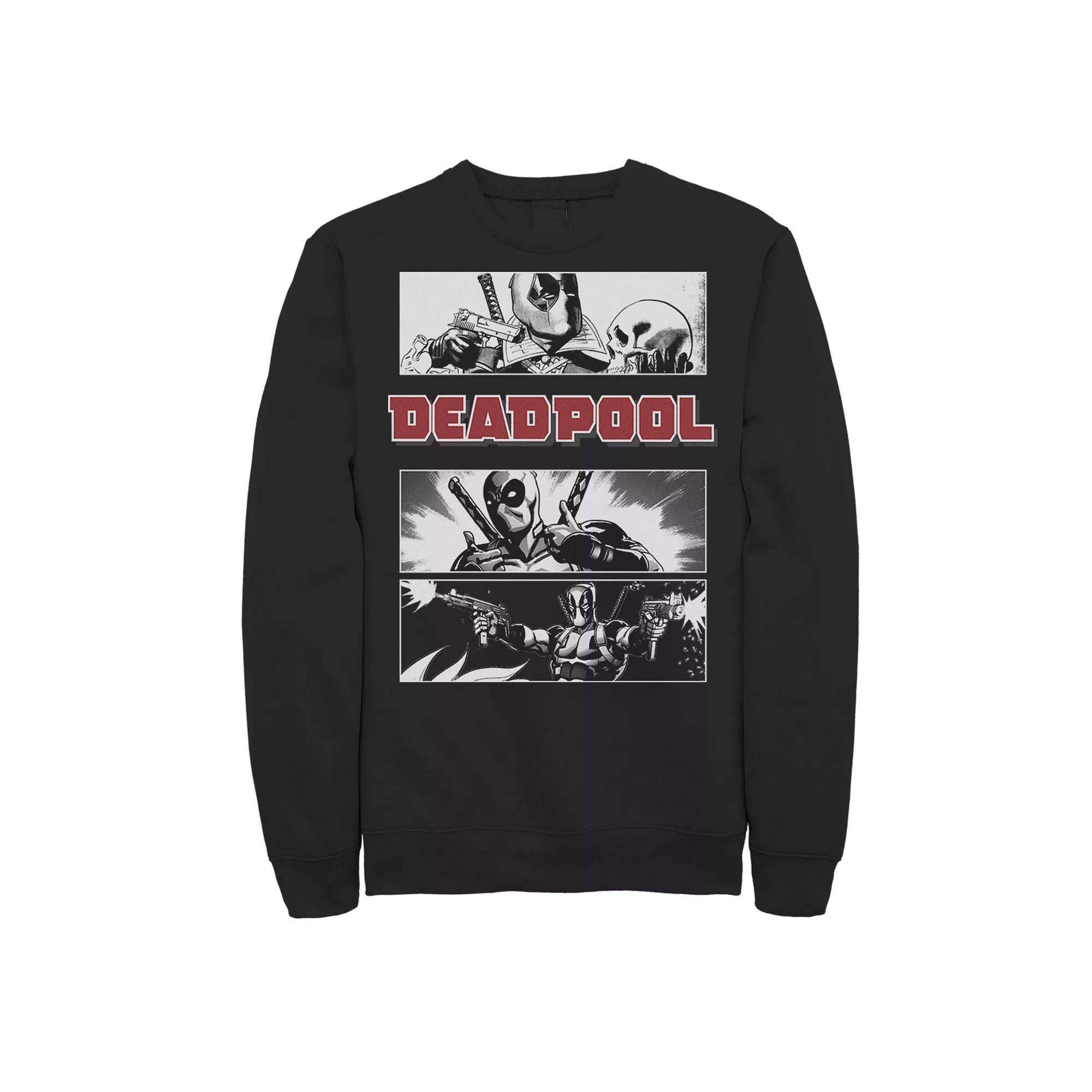 Men's Marvel Deadpool Comic Panels Sweatshirt, Size: XL, Black Product Image