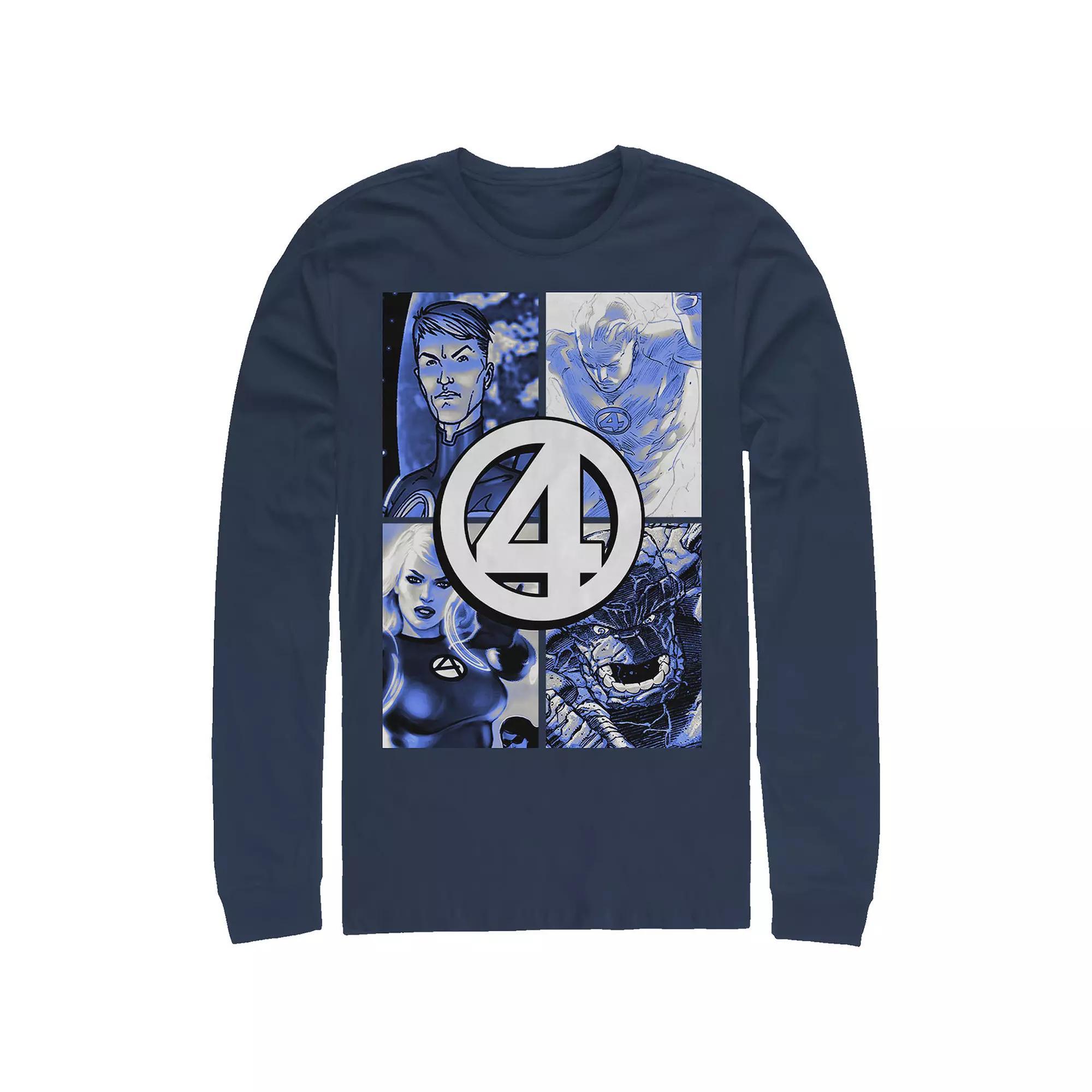 Men's Marvel Fantastic Four Team Portraits Long Sleeve Graphic Tee, Size: XXL, Blue Product Image