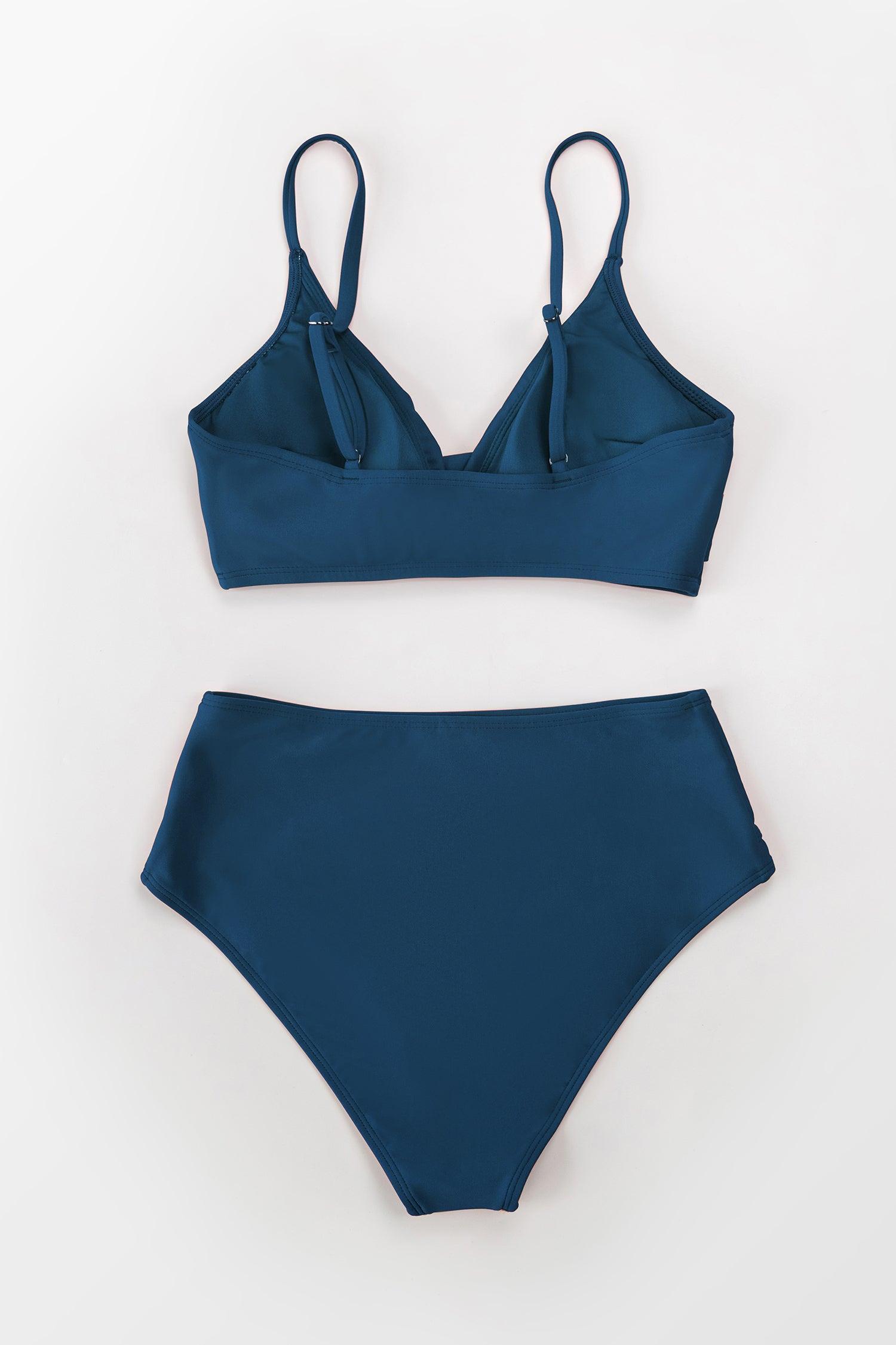 Marsala Nail Blue Twist High Waisted Bikini Product Image
