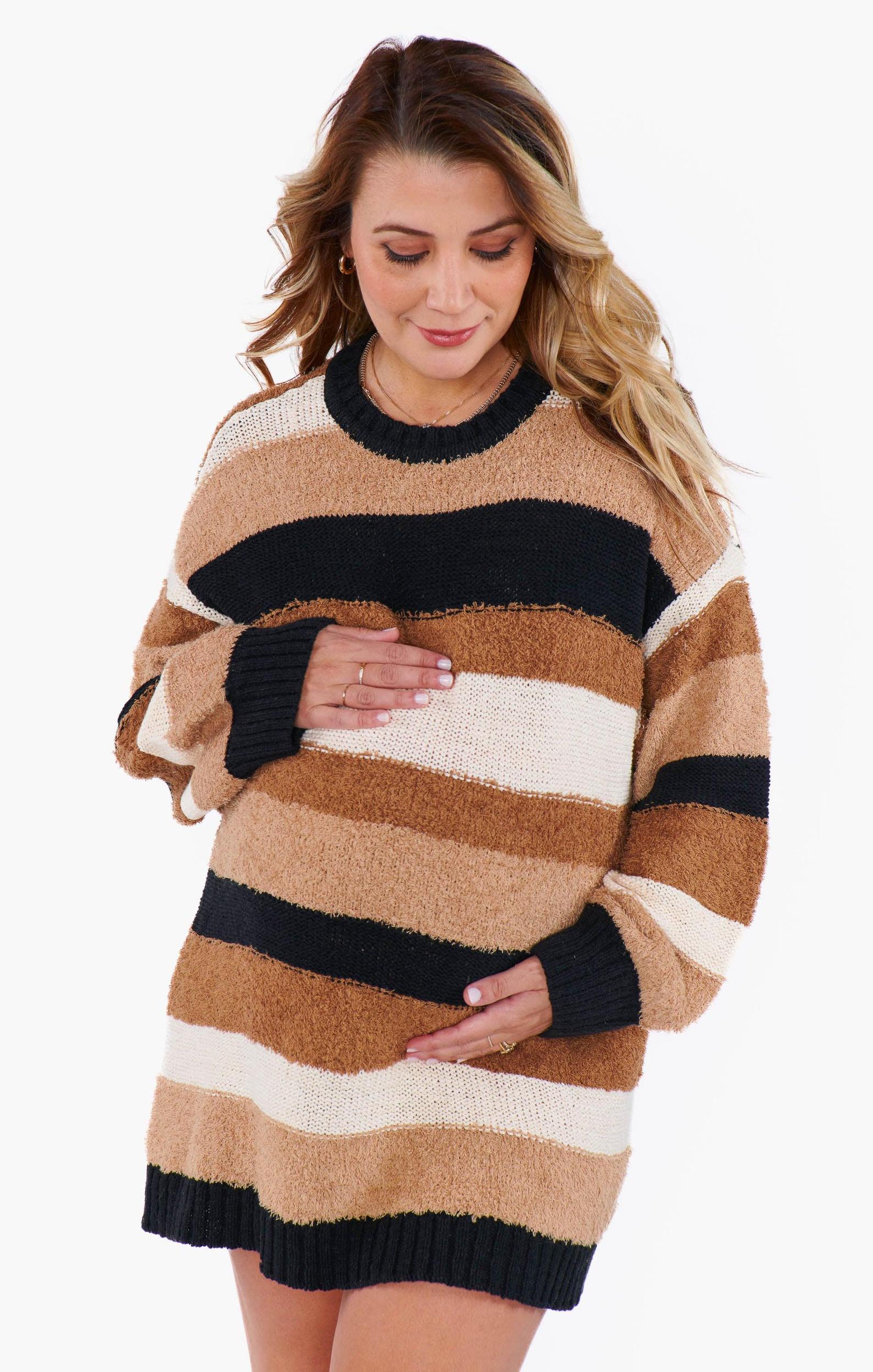 Timothy Tunic Sweater ~ Neutral Multi Stripe Knit Product Image