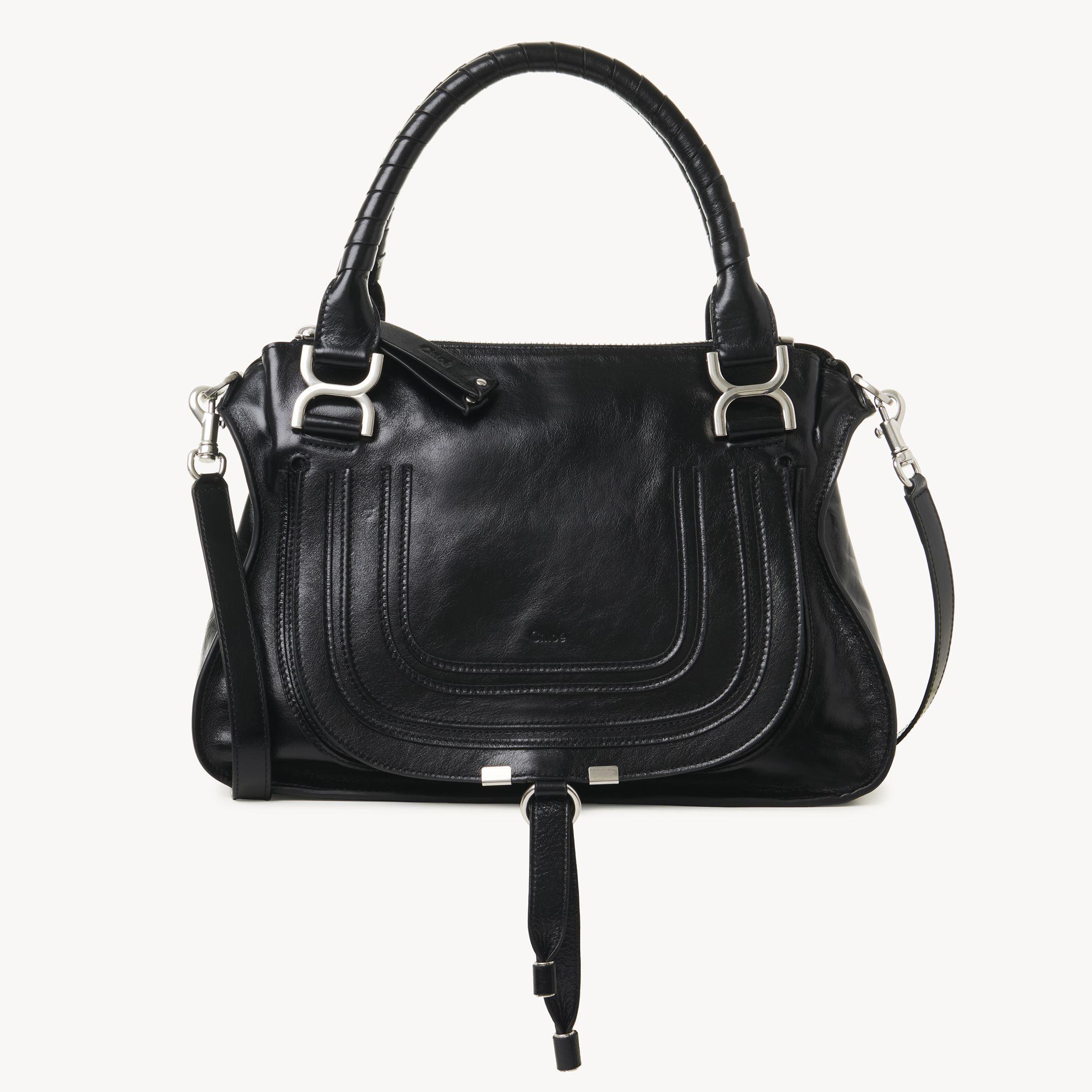 CHLOÉ Sac Marcie En Cuir Brillant Femme Noir Taille Onesize 100% Cuir De Veau In Black Product Image