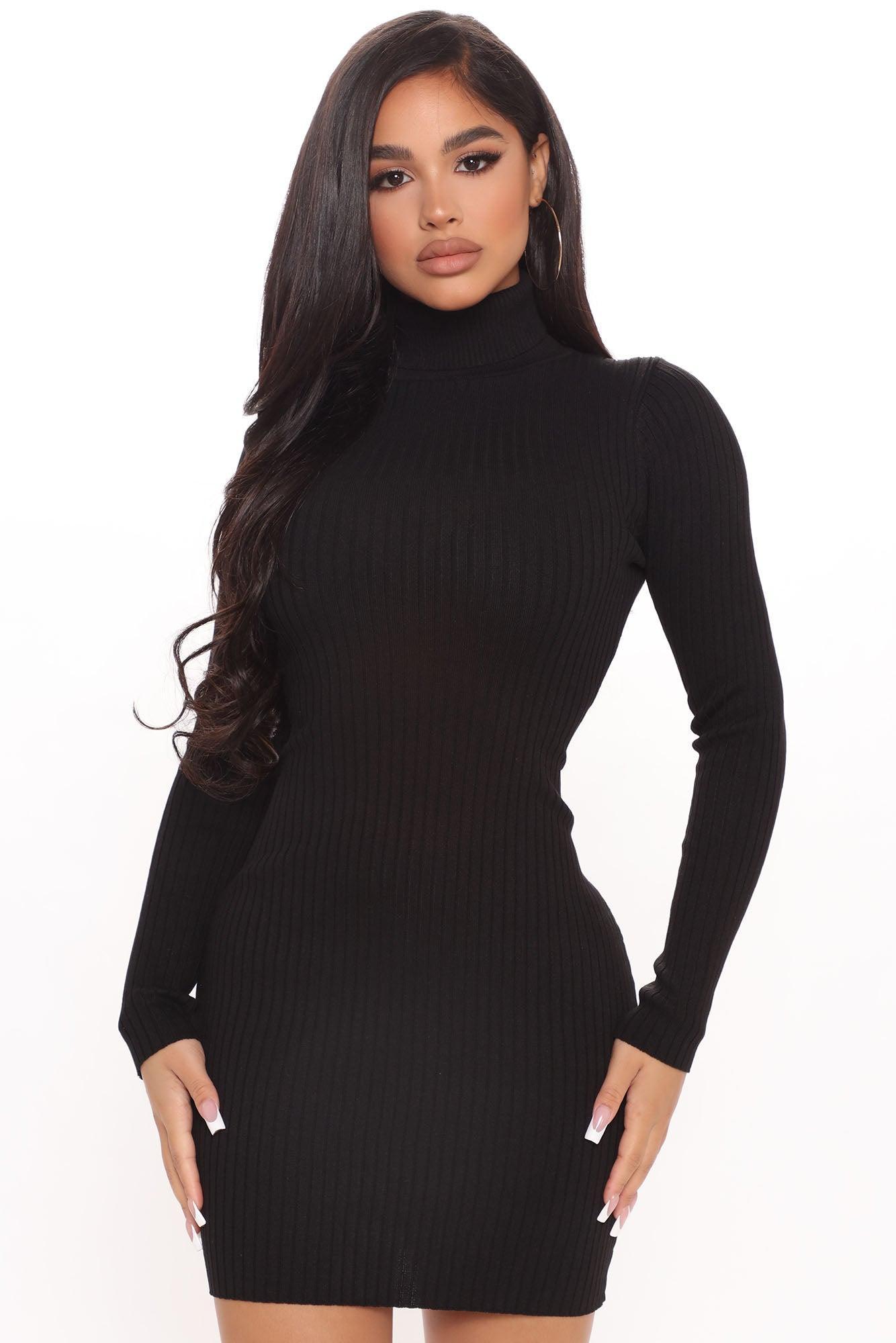 Ready For Knit Sweater Mini Dress - Black Female Product Image