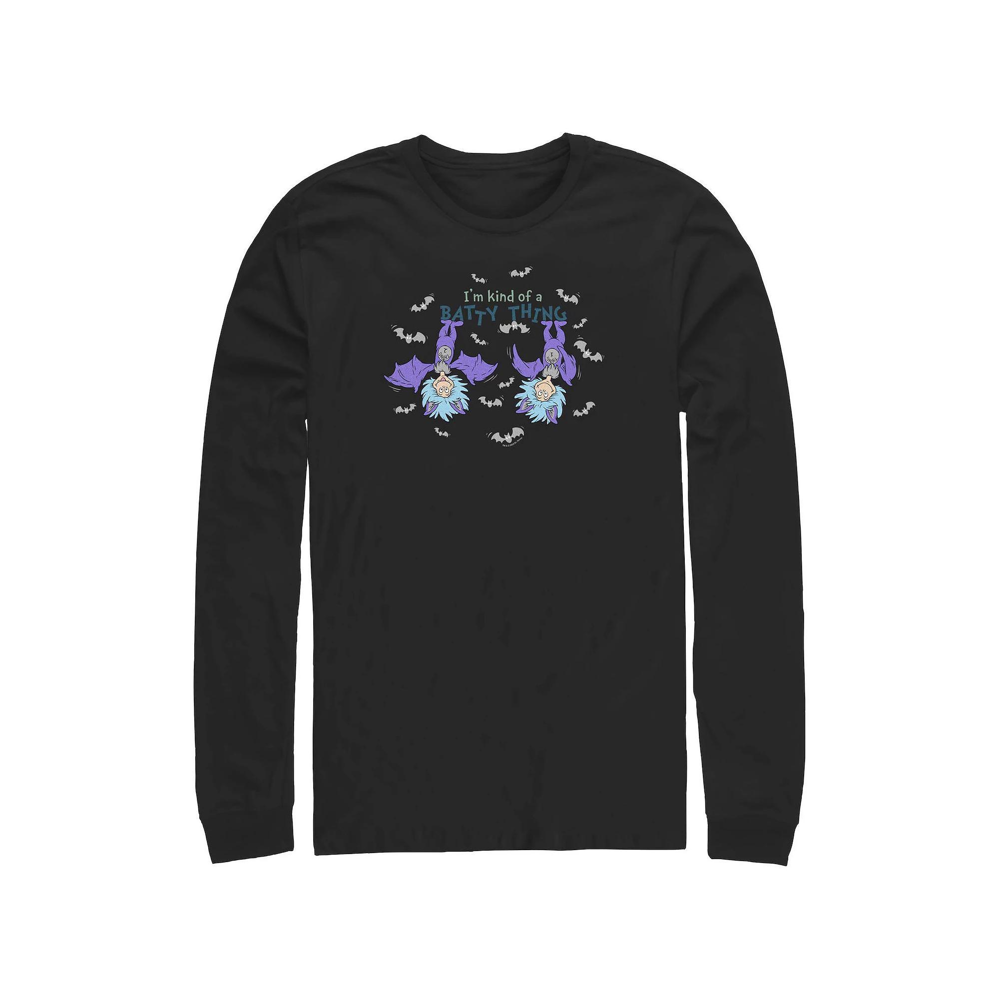 Men's Dr. Seuss I'm Kind Of A Batty Thing Long sleeves Graphic Tee, Size: 3XB, Black Product Image