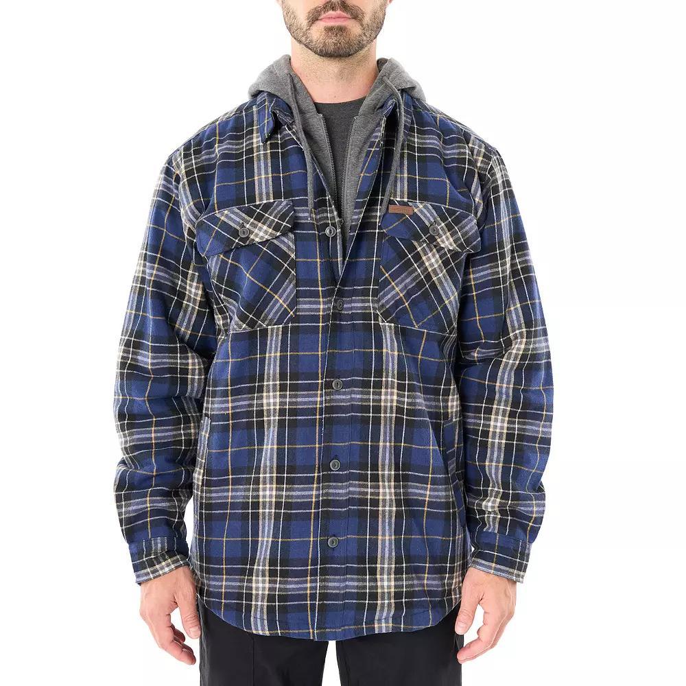 Big & Tall Smith's Workwear Sherpa-Lined Hooded Flannel Shacket, Men's, Size: 3XB, Blue Product Image