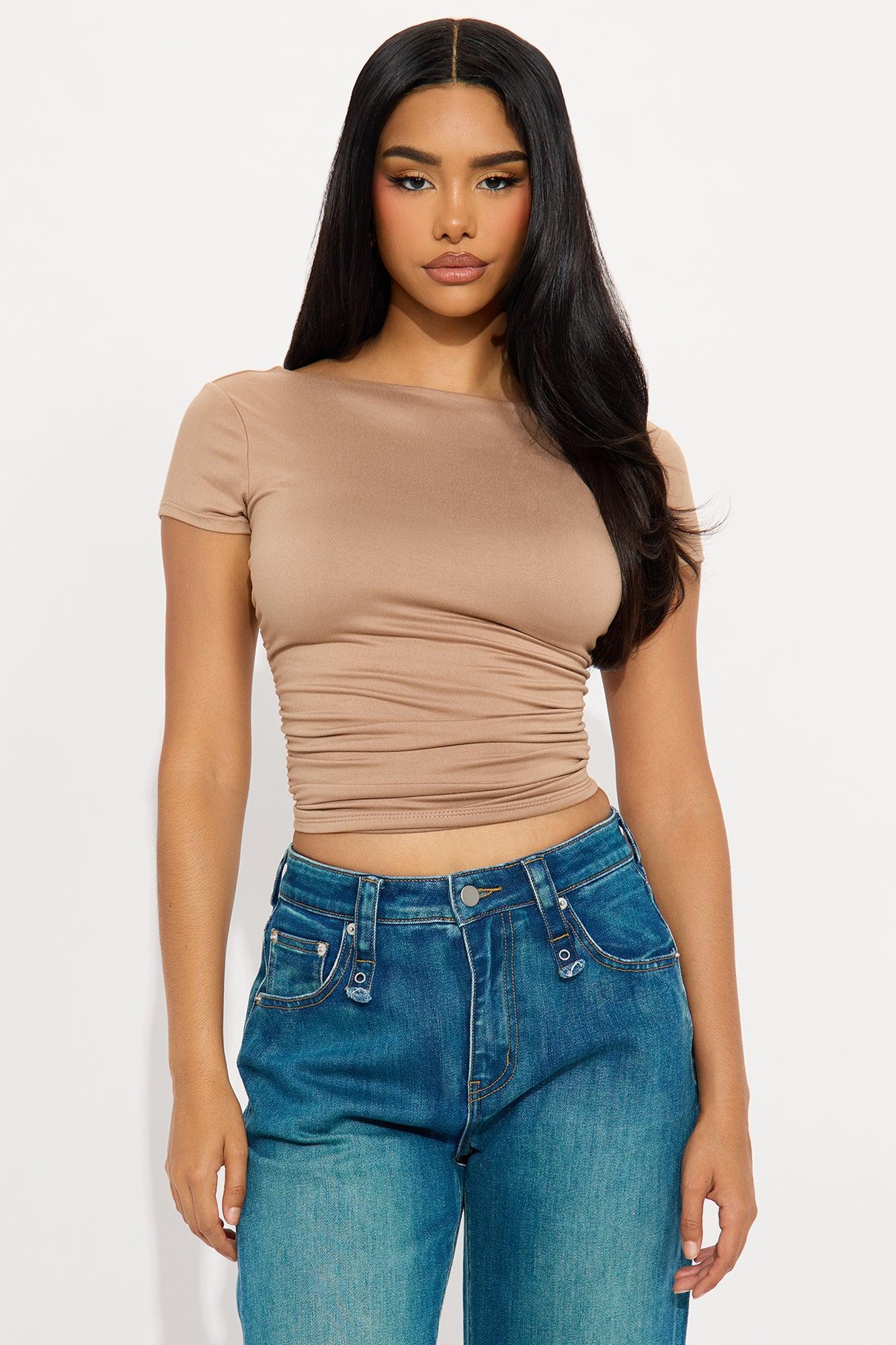Jackie Ruched Double Lined Top - Mocha Product Image