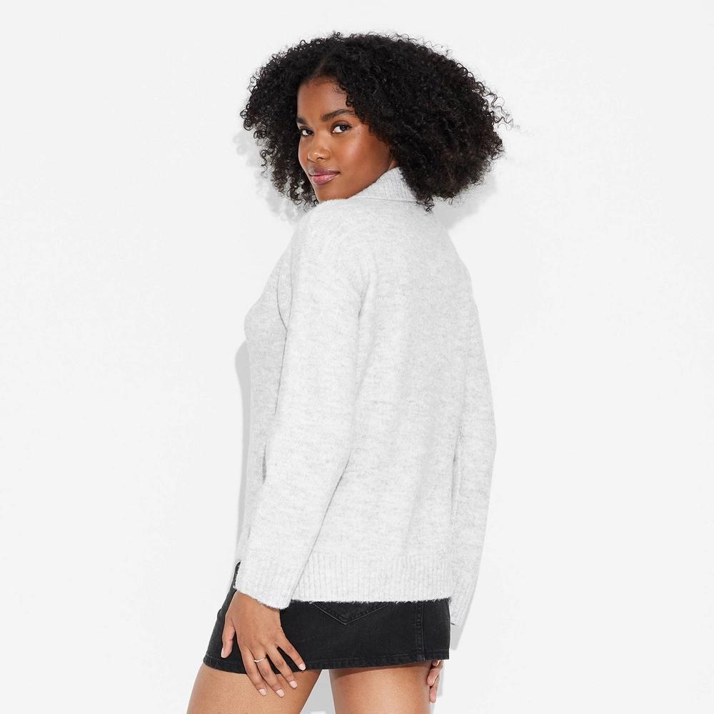 Womens Oversized Polo Pullover Sweater - Wild Fable Heather Product Image
