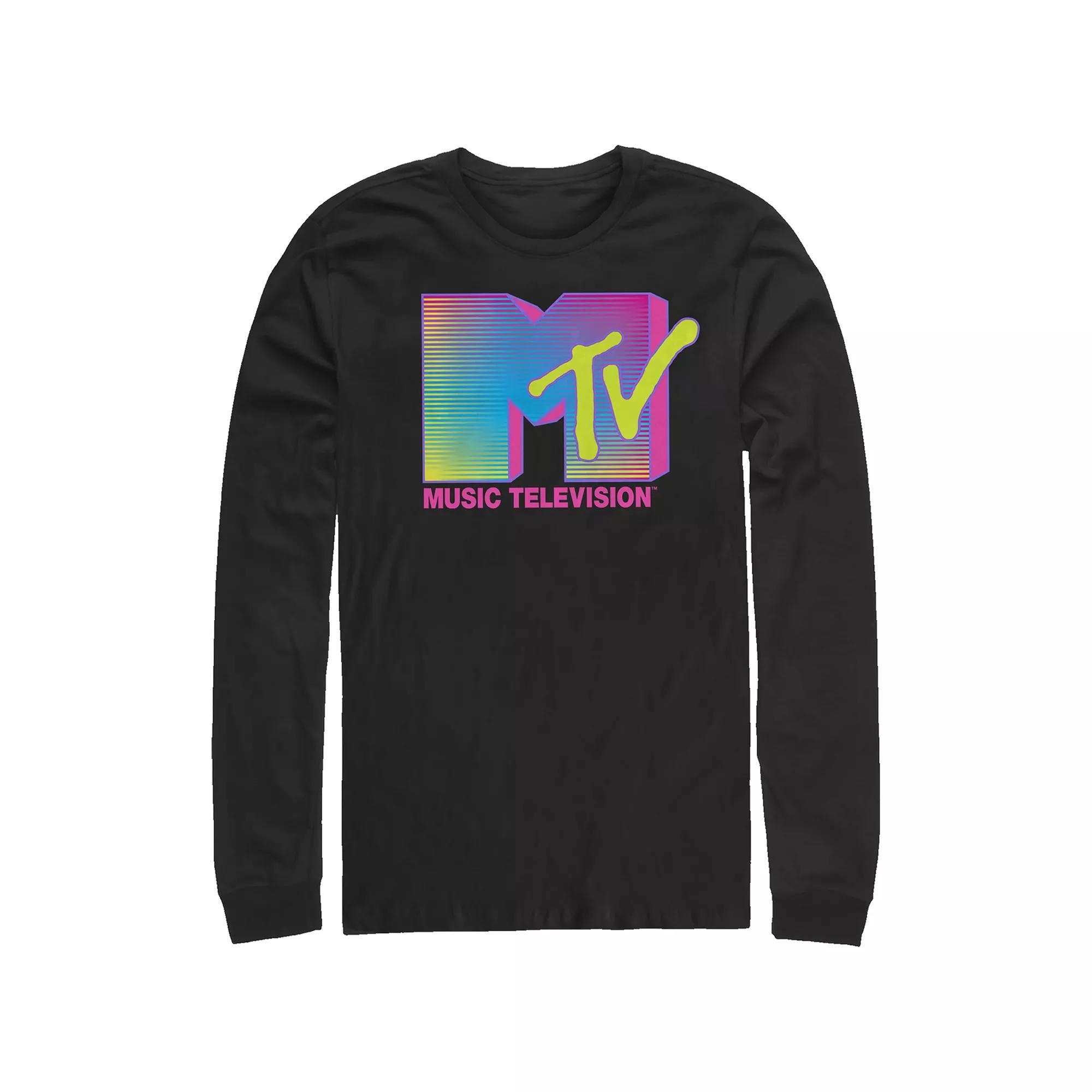 Mens MTV Fluorescent Stripes Logo Graphic Tee Product Image