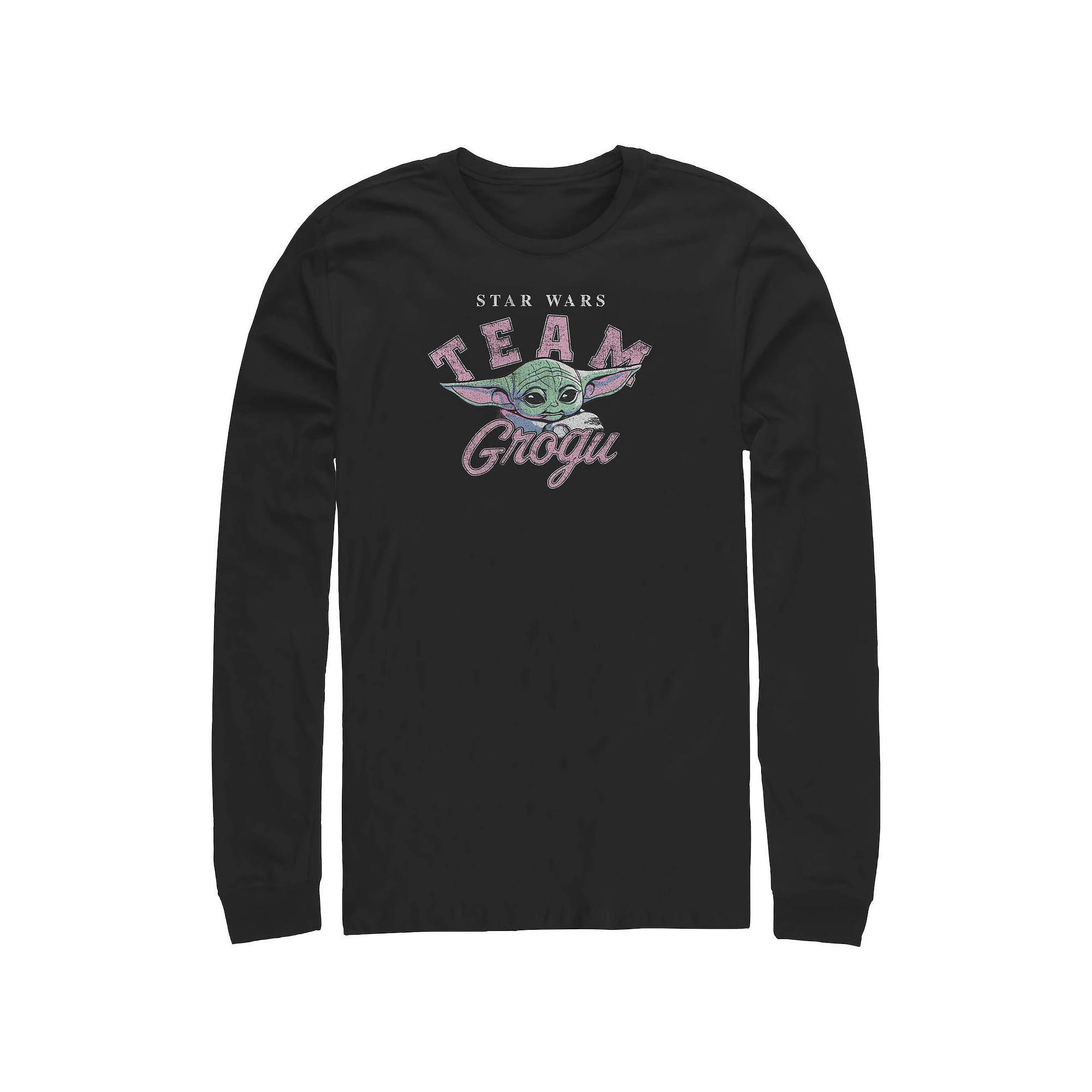 Big & Tall Star Wars The Mandalorian Team Grogu Long Sleeve Graphic Tee, Men's, Size: Large Tall, Black Product Image