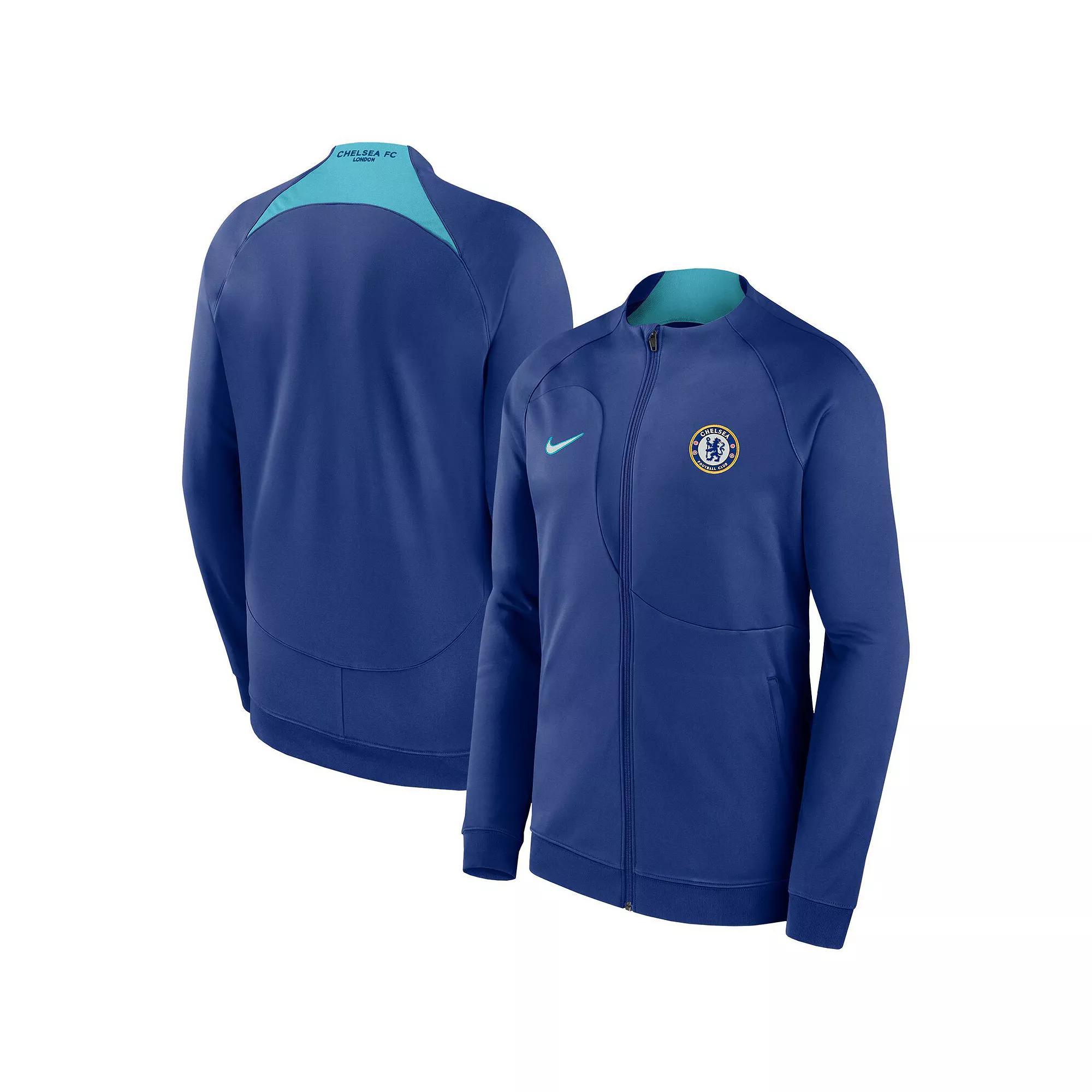 Men's Nike Blue Chelsea Academy Pro Anthem Fitted Raglan Performance Full-Zip Jacket, Size: 2XL, Chl Blue Product Image