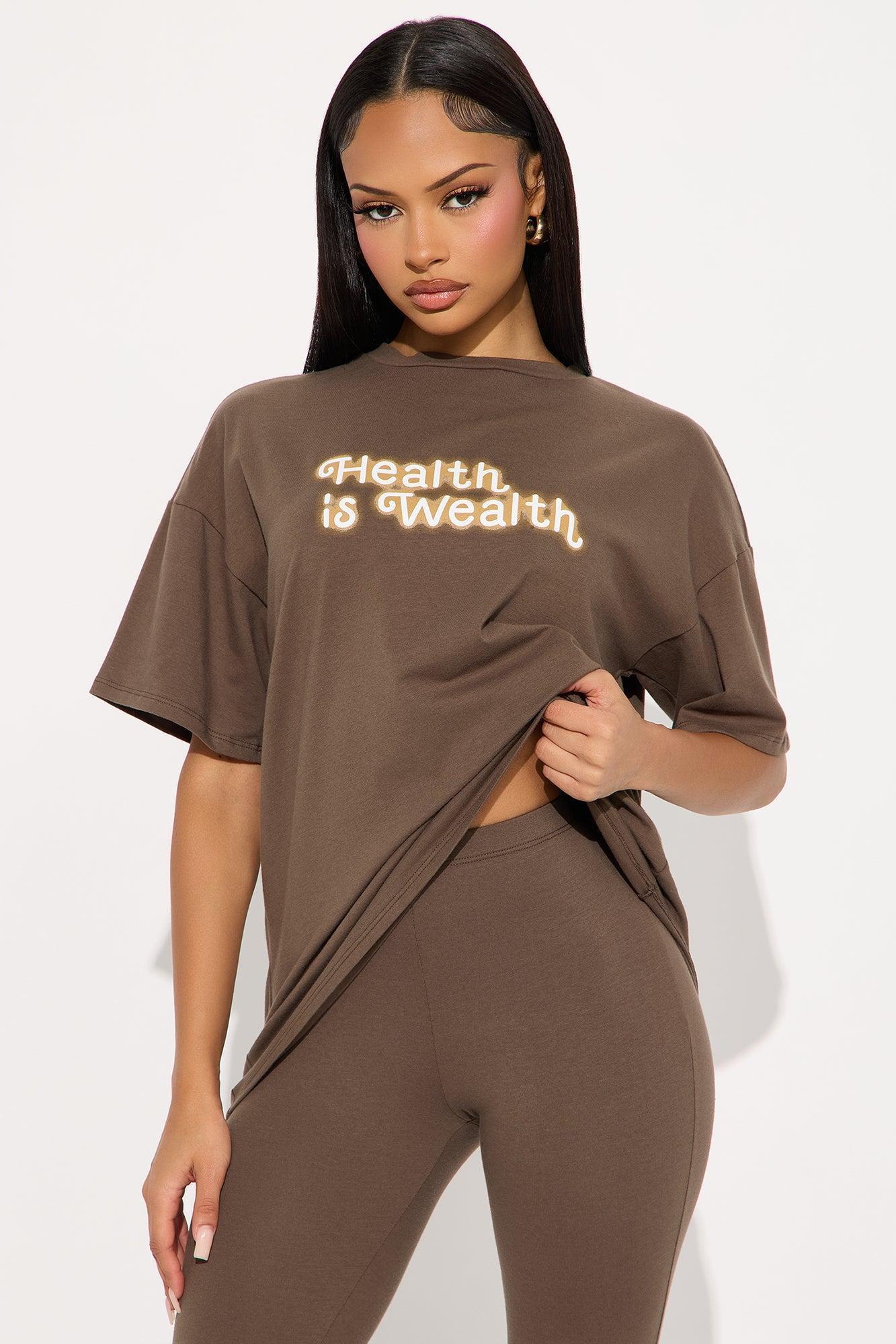 Health Is Wealth Legging Set - Brown Product Image
