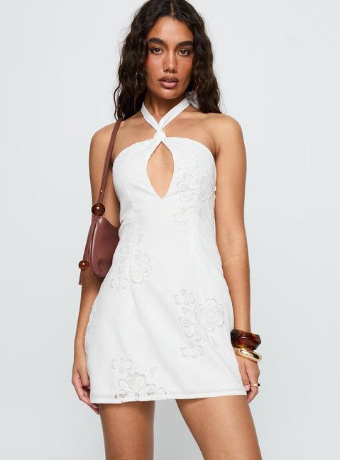 Since Way Back Halter Mini Dress White Product Image