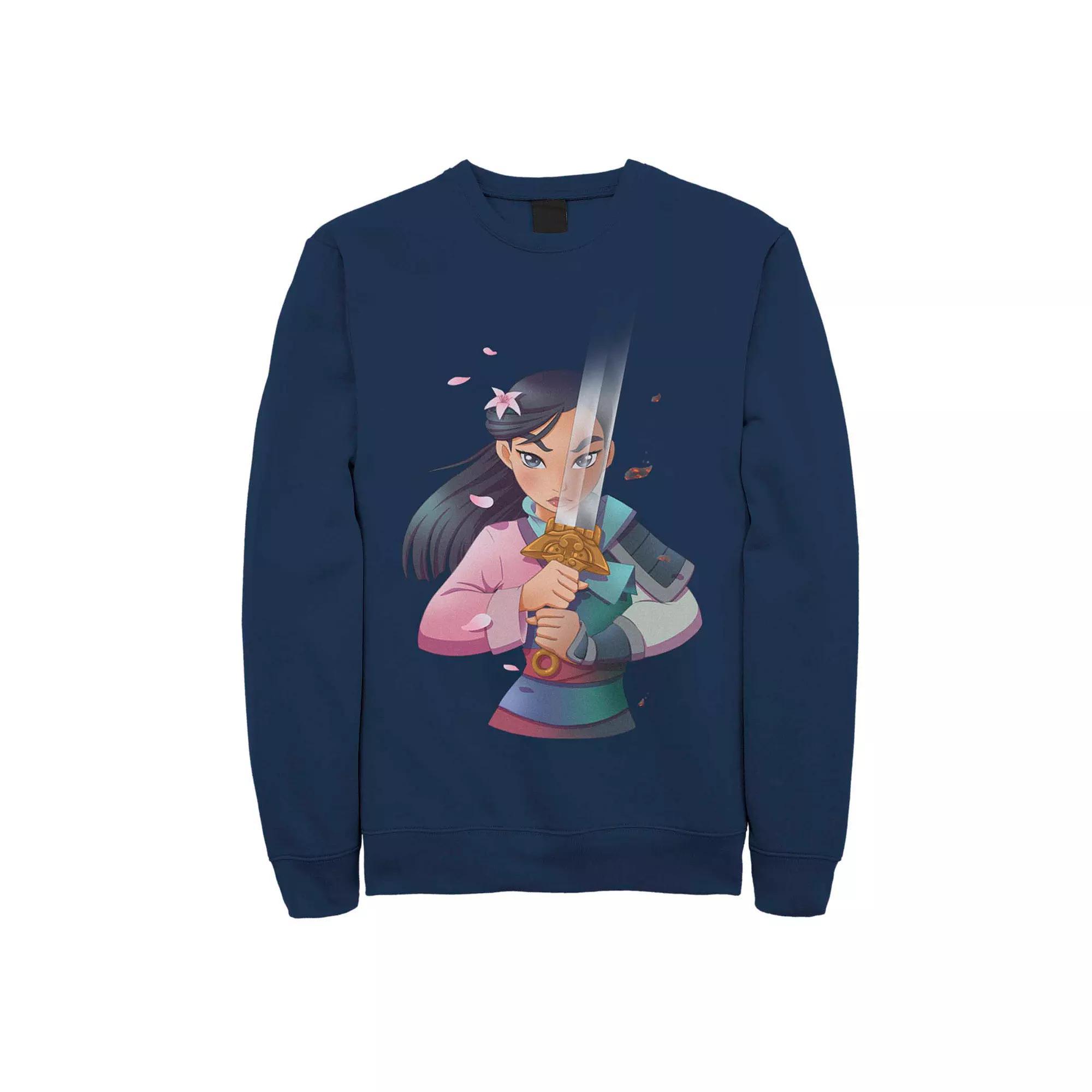 Disney's Mulan Anime Style Portrait Men's Fleece Sweater, Size: 3XL, Blue Product Image