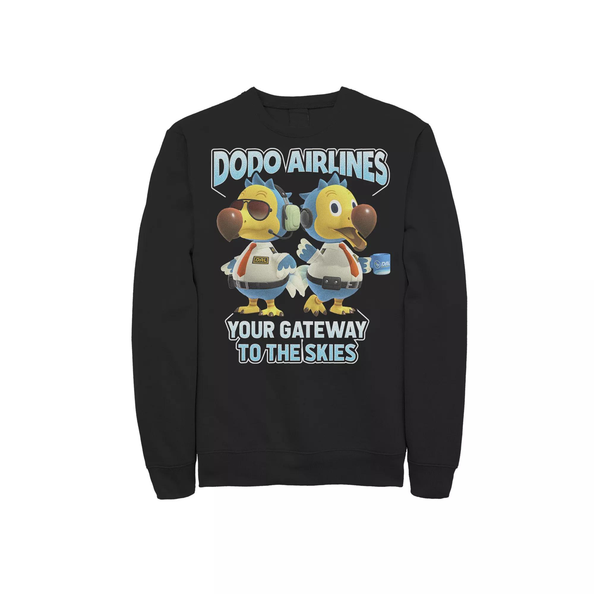 Men's Animal Crossing Dodo Airlines Your Gateway To The Skies Sweatshirt, Size: XXL, Black Product Image