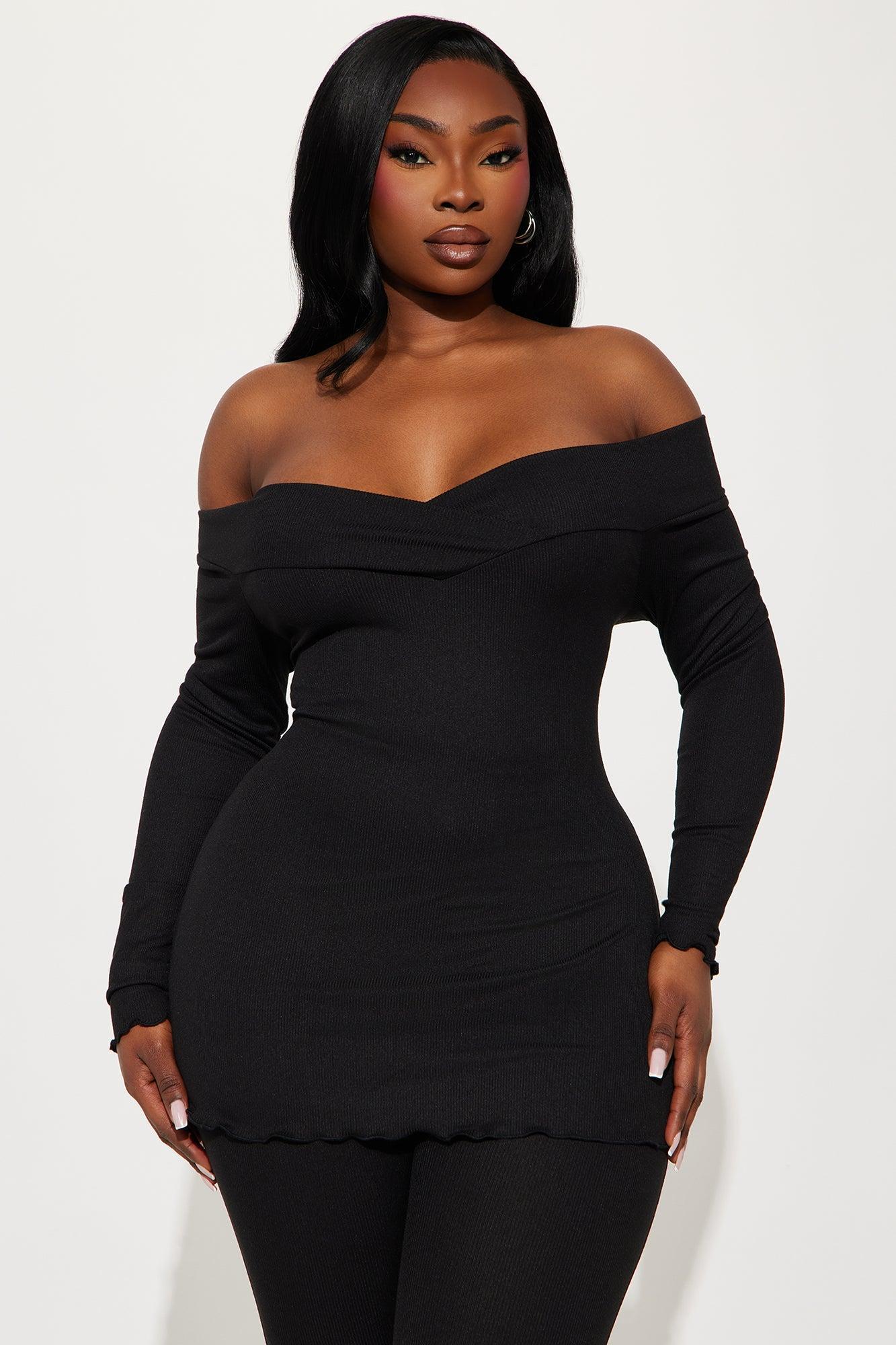 Stassi Off Shoulder Pant Set - Black Product Image