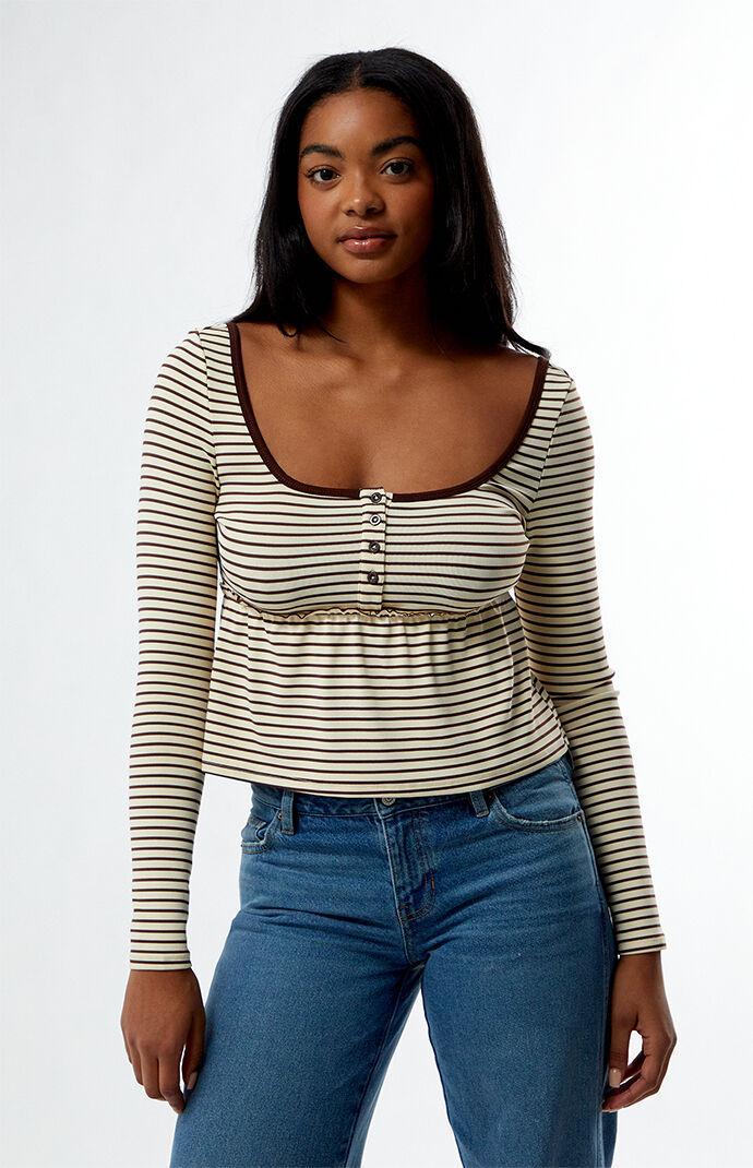 Est. PAC 1980 Women's Striped Long Sleeve Babydoll Top Product Image