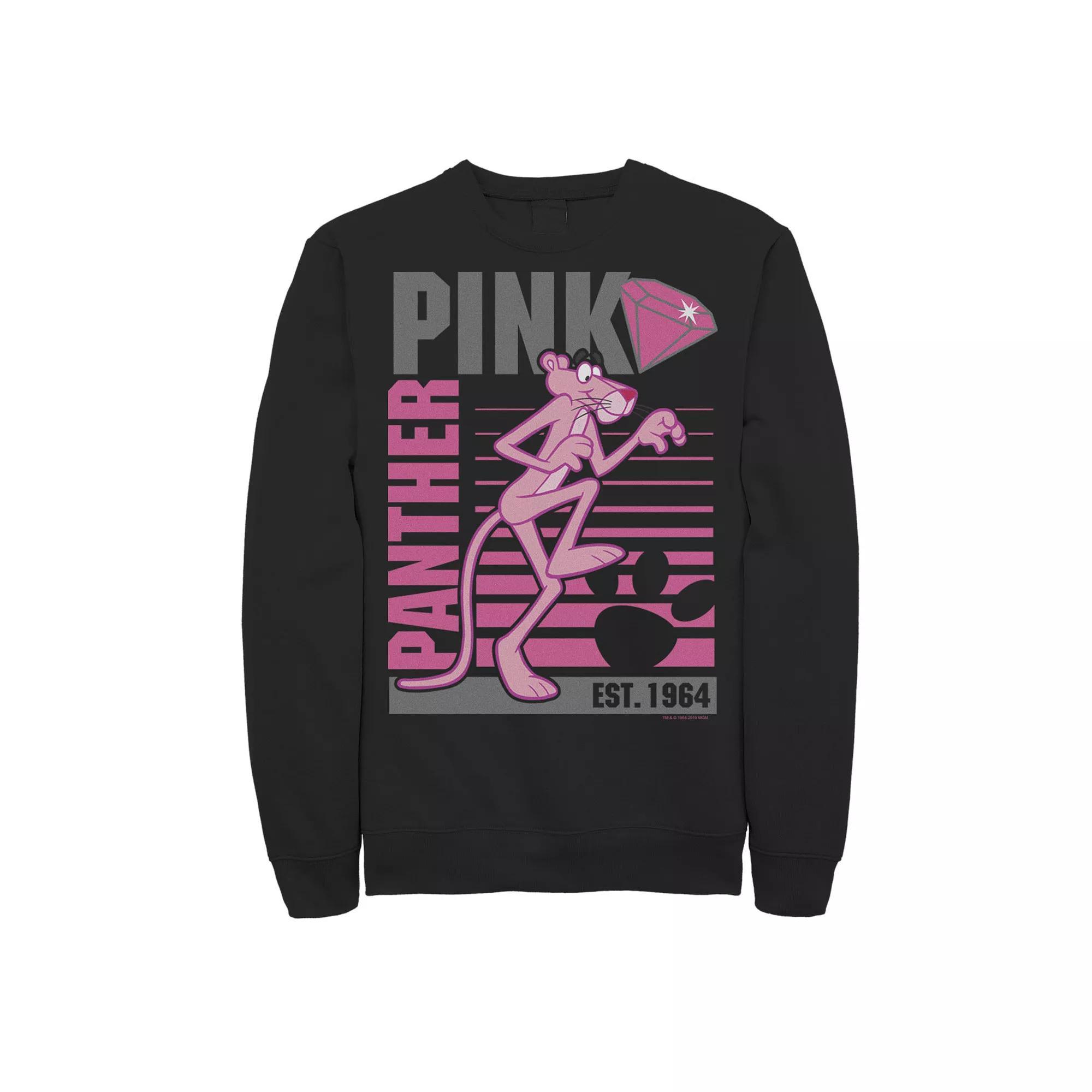 Men's Pink Panther Lined Portrait Sweatshirt, Size: Small, Black Product Image