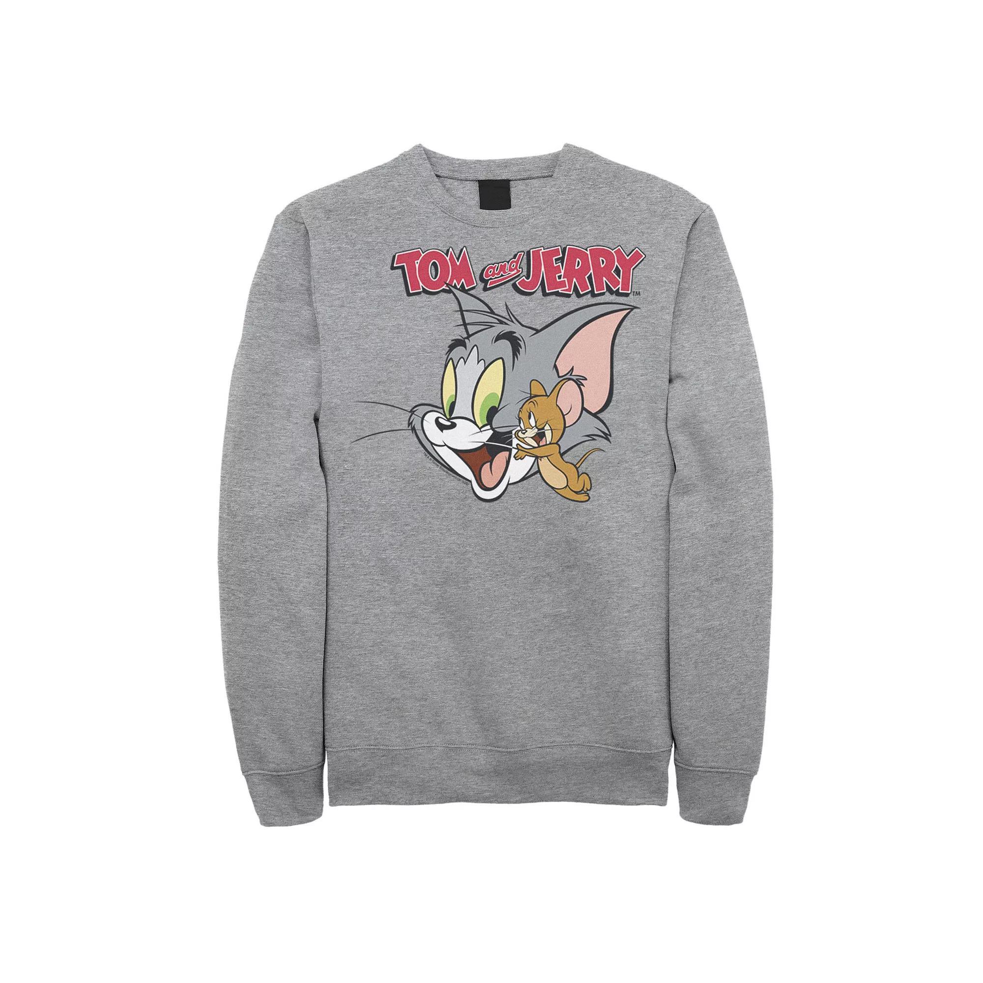 Men's Tom And Jerry Simple Portrait Logo Sweatshirt, Size: XXL, Athletic Grey Product Image