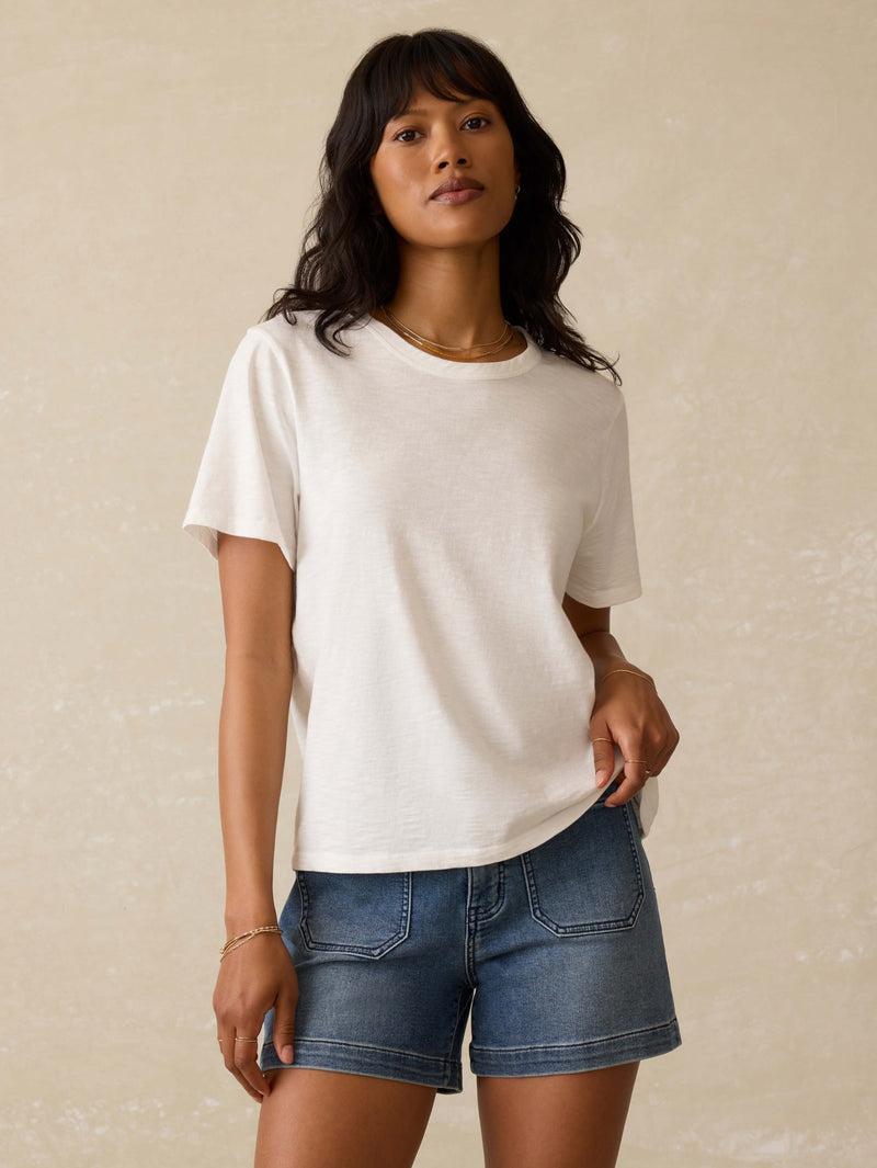 Sunwashed Regenerative Cotton Essential Tee - White Product Image