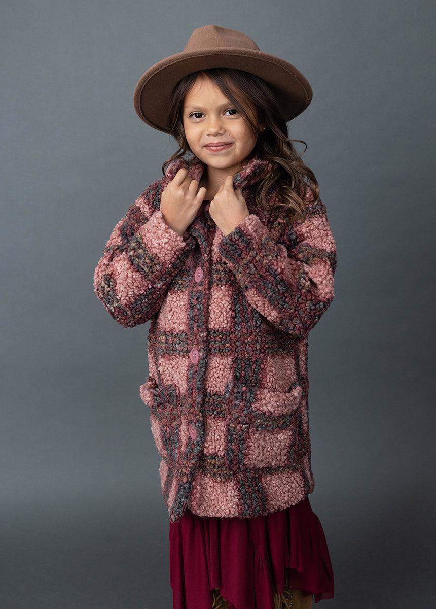 Gertrude Coat in Rose Plaid Girls Product Image