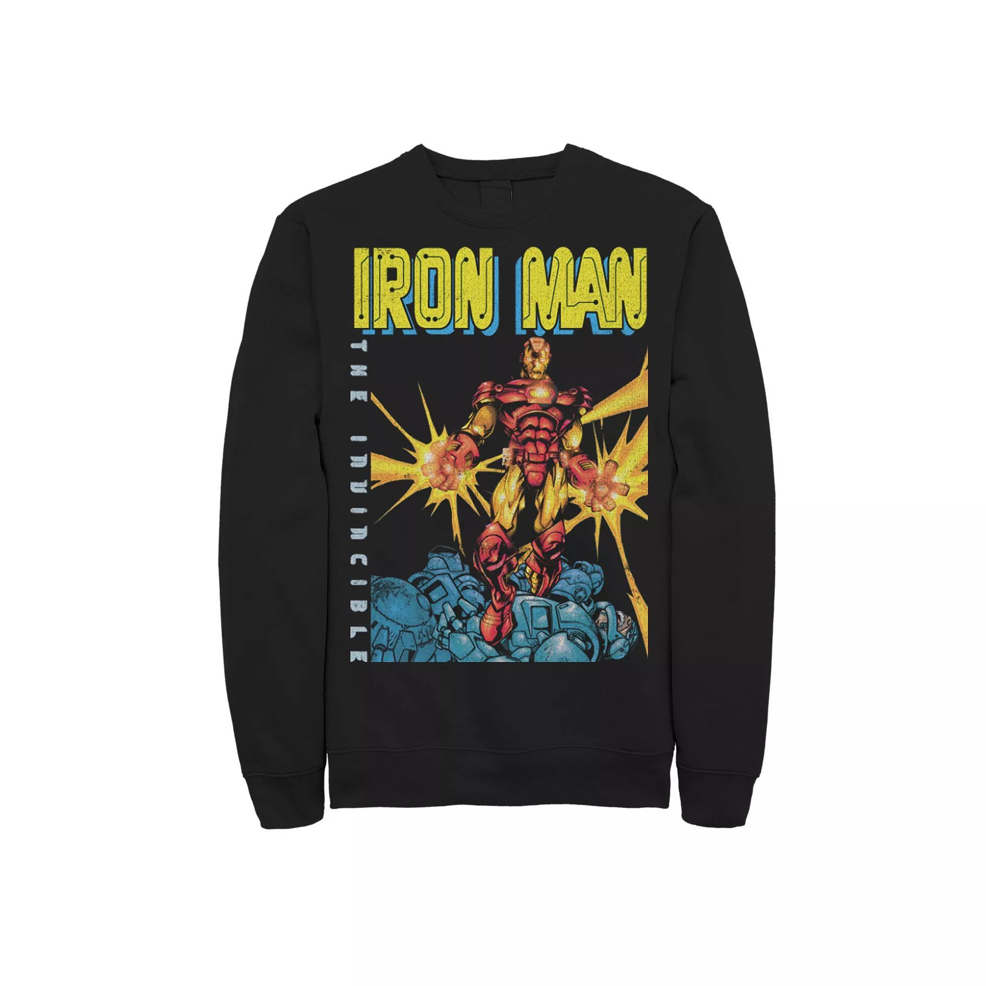 Men's Marvel Avengers Iron Man The Invincible Dark Portrait Sweatshirt, Size: XXL, Black Product Image
