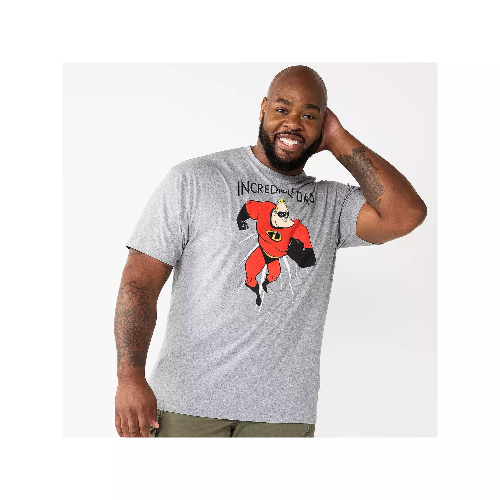 Disney / Pixars The Incredibles Big & Tall Graphic Tee by Celebrate Together, Mens Athletic Grey Product Image
