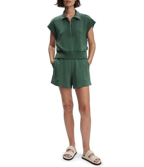 Varley Kelly High Neck Cap Sleeve Half Zip Double Soft Cropped Sweatshirt Product Image