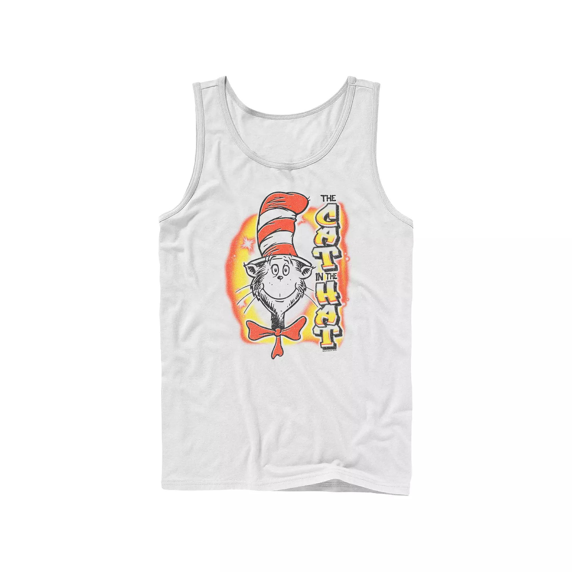 Men's Dr. Seuss The Cat In The Hat Airbrush Graphic Tank, Size: Large, White Product Image