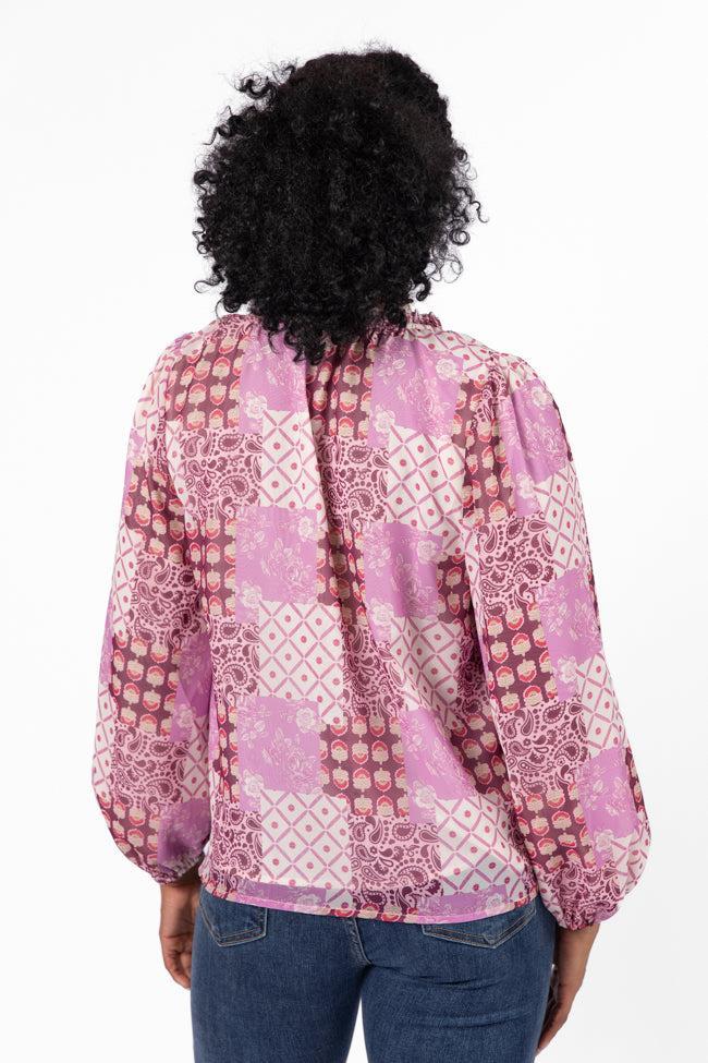 Fade Into You Purple Multi Button Detail Printed Blouse FINAL SALE Product Image