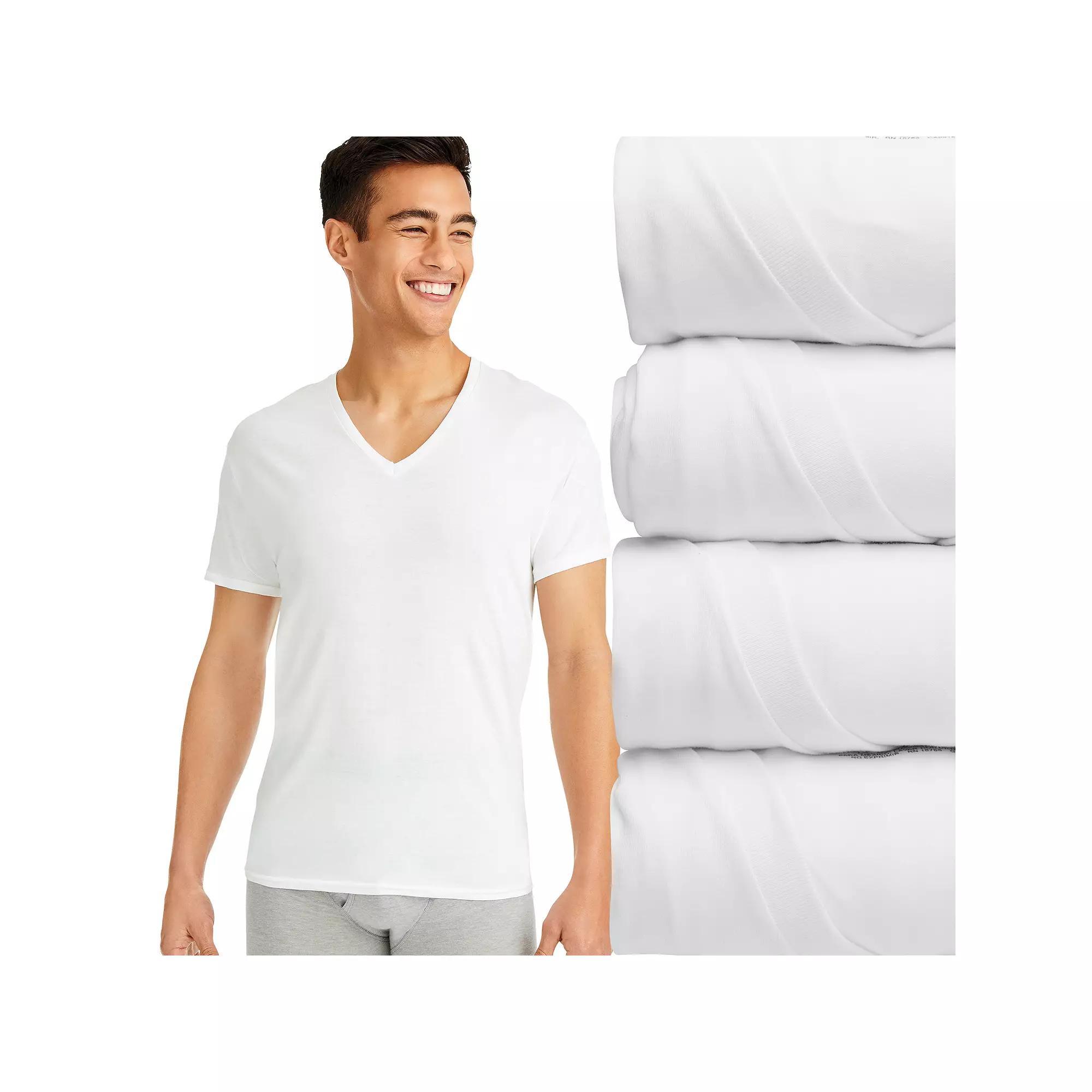 Hanes Ultimate 4-Pack Men's Comfort Fit Cotton Stretch V-Neck Undershirt, Size: Medium, White Product Image