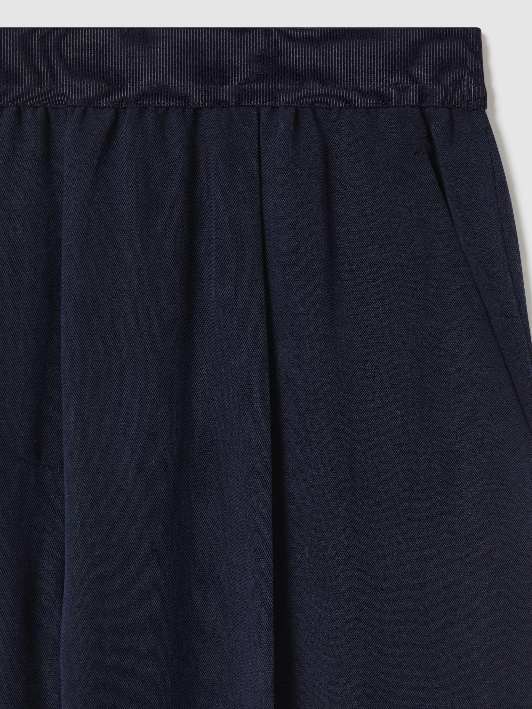 Petite Lyocell-Linen Wide Leg Trousers in Navy Product Image