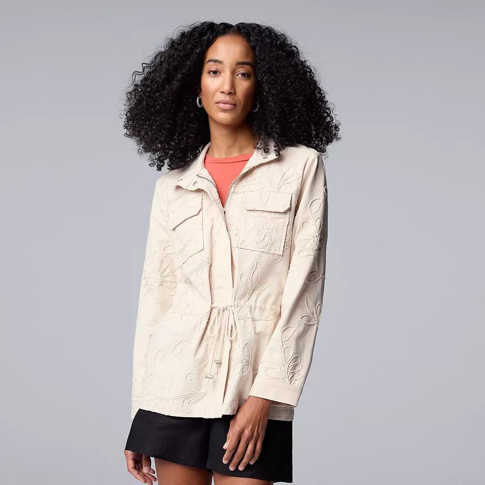 Women's Simply Vera Vera Wang Embroidered Utility Jacket, Size: XXL, White Cedarwood Product Image